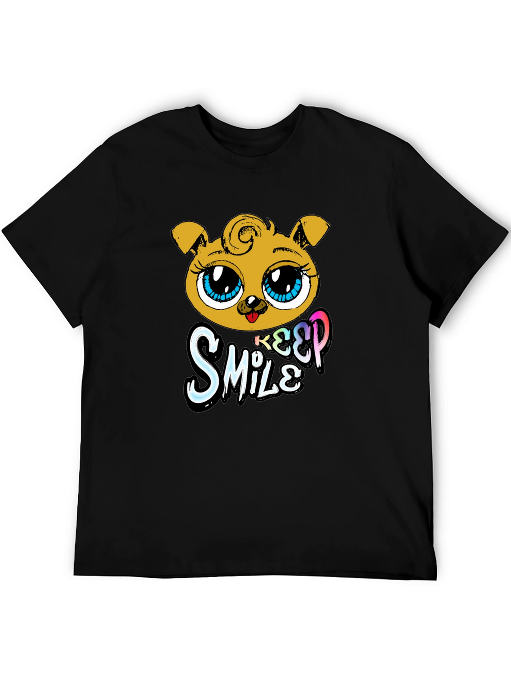 Cute Puppy Graphic Black T-Shirt