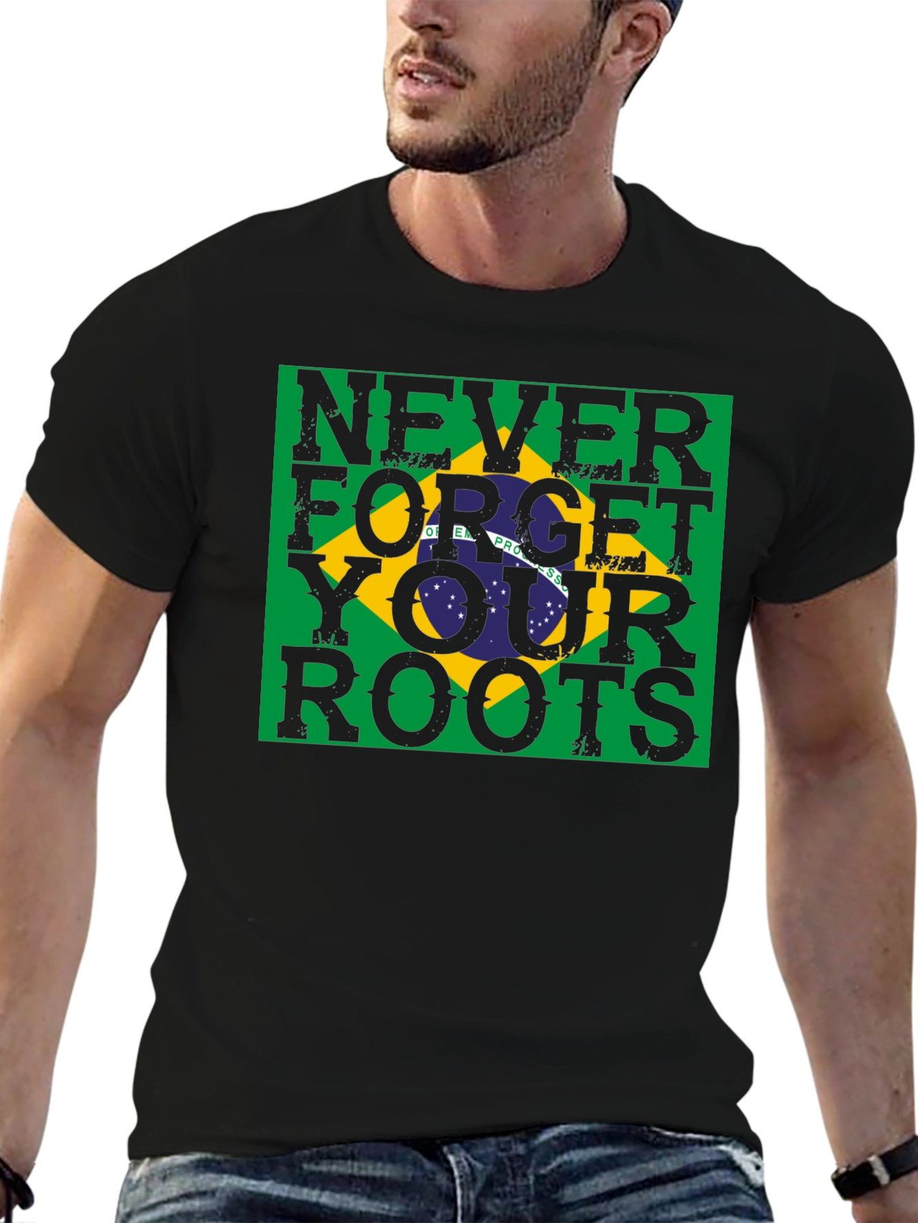 Never Forget Your Roots Brazil Flag T-Shirt