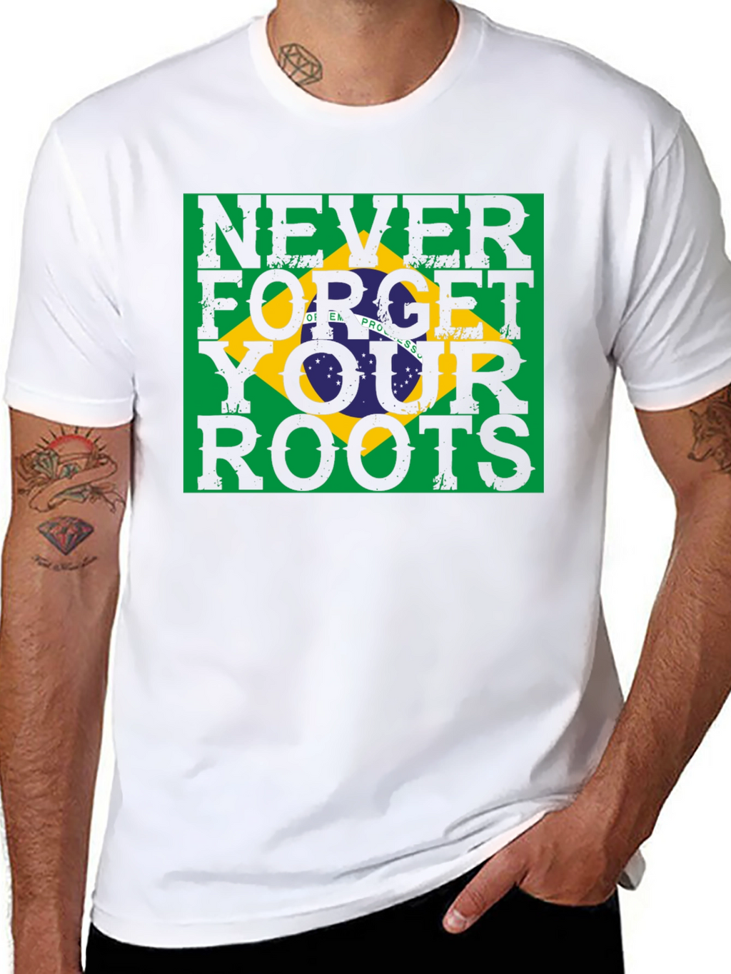 Never Forget Your Roots Brazil Flag T-Shirt