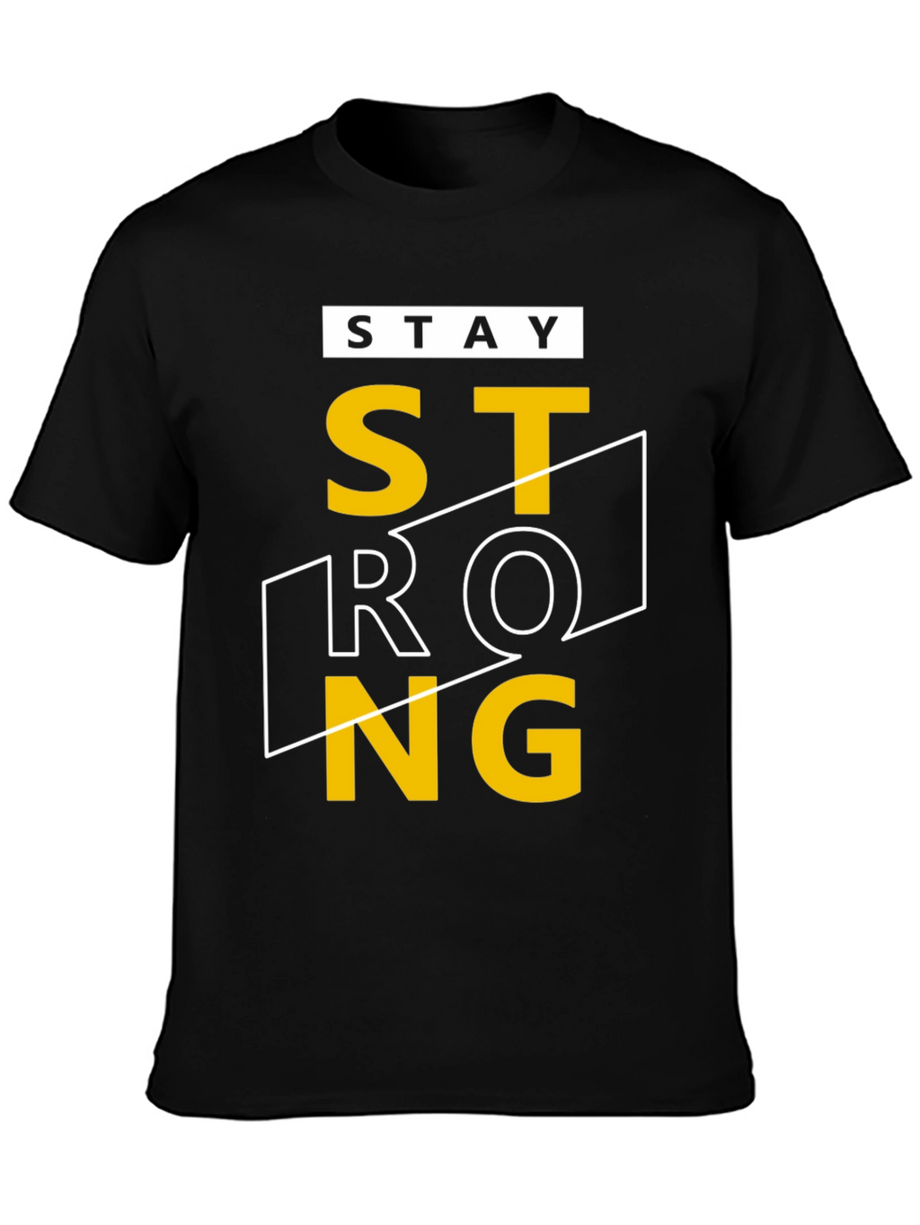 Stay Strong Graphic T-Shirt - Black Crew Neck Tee