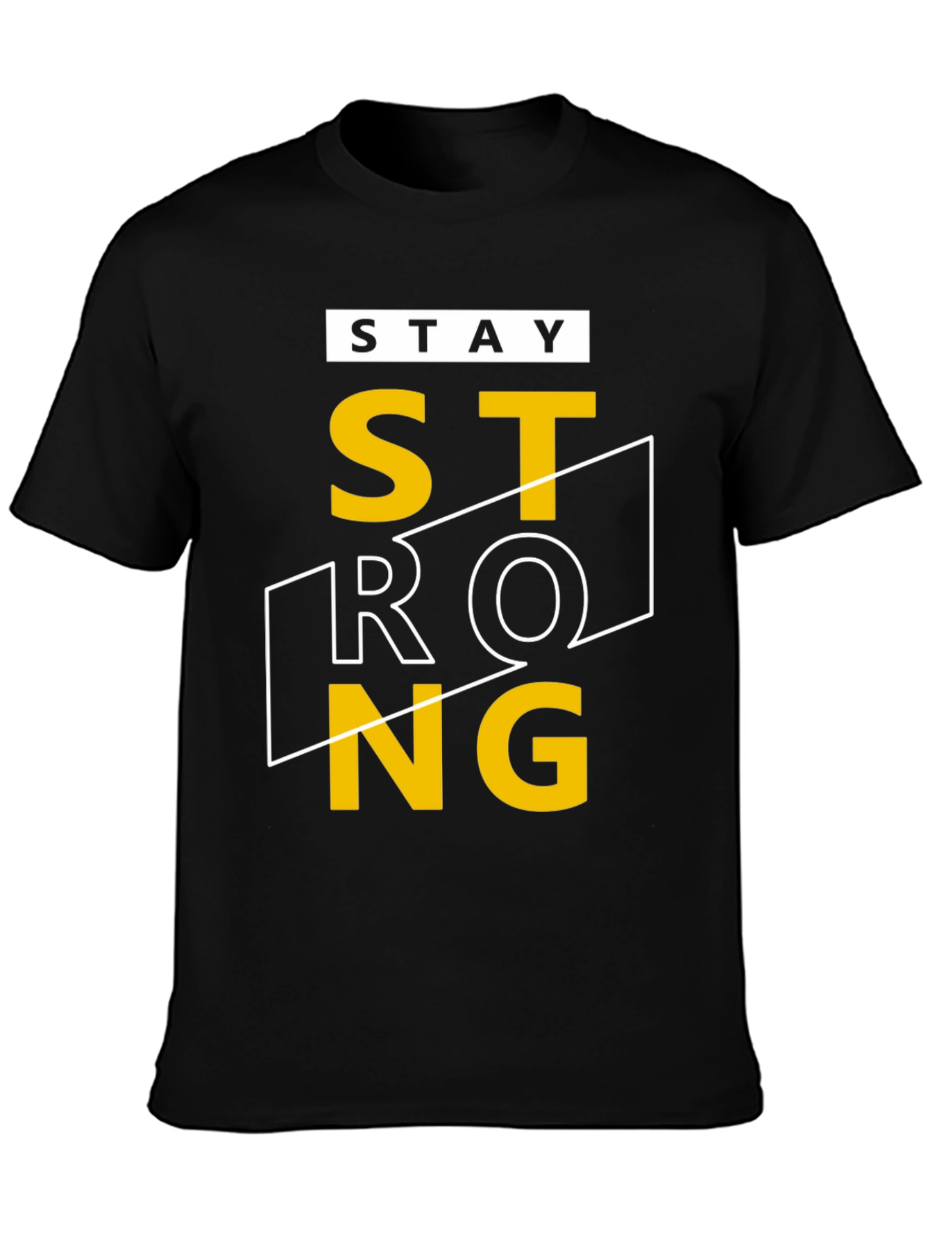 Stay Strong Graphic T-Shirt - Black Crew Neck Tee