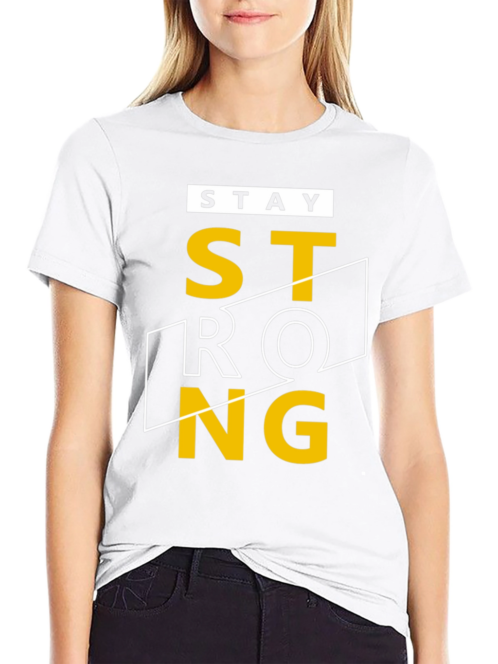 Stay Strong Graphic T-Shirt - Black Crew Neck Tee