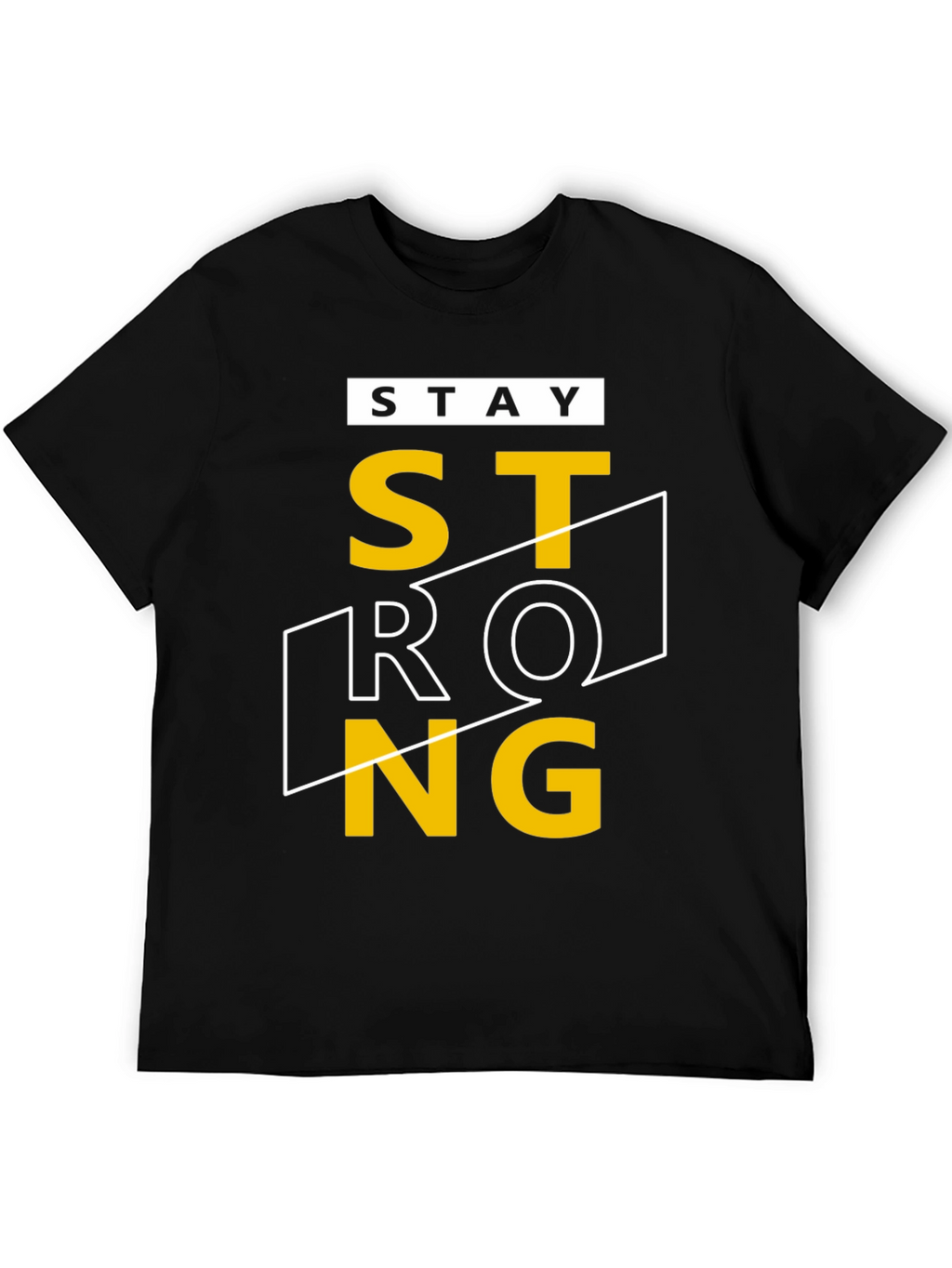 Stay Strong Graphic T-Shirt - Black Crew Neck Tee