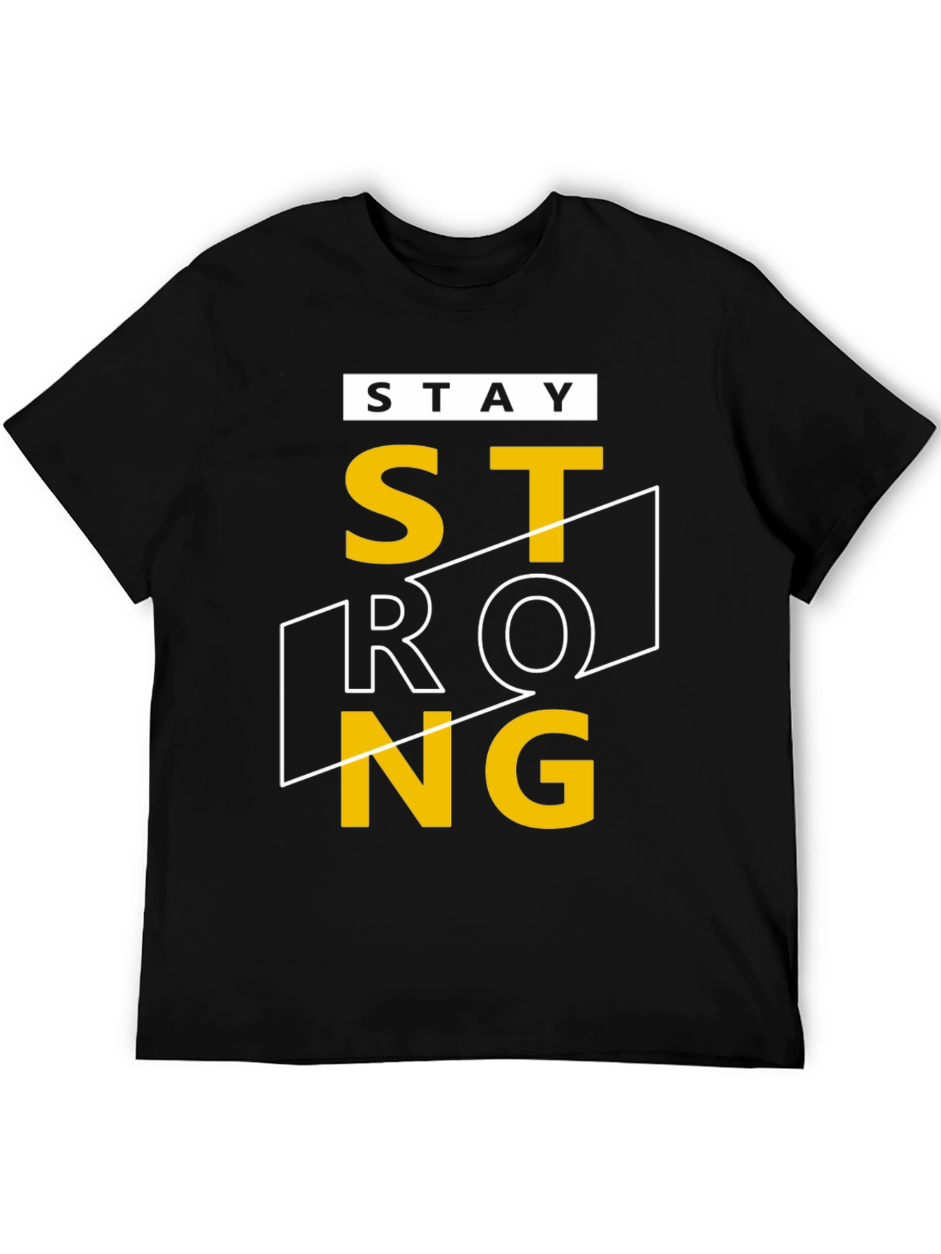 Stay Strong Graphic T-Shirt - Black Crew Neck Tee