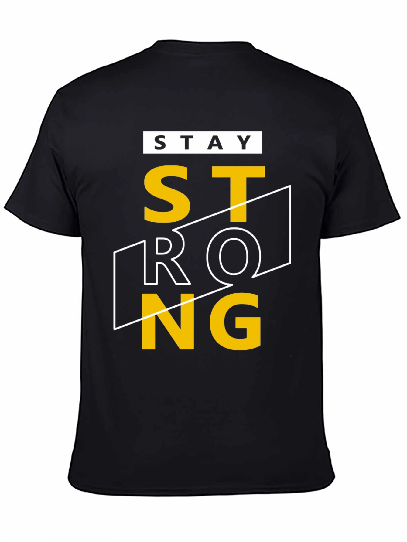 Stay Strong Graphic T-Shirt - Black Crew Neck Tee