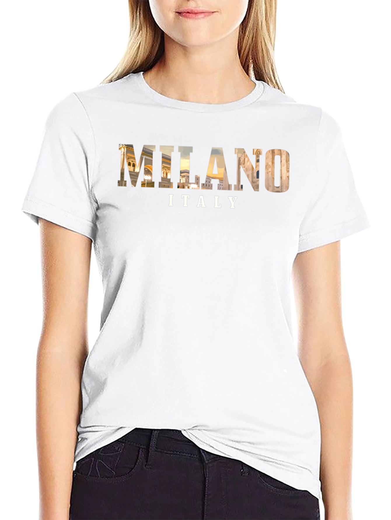 Milan Italy Graphic Tee - Black Cotton T-Shirt