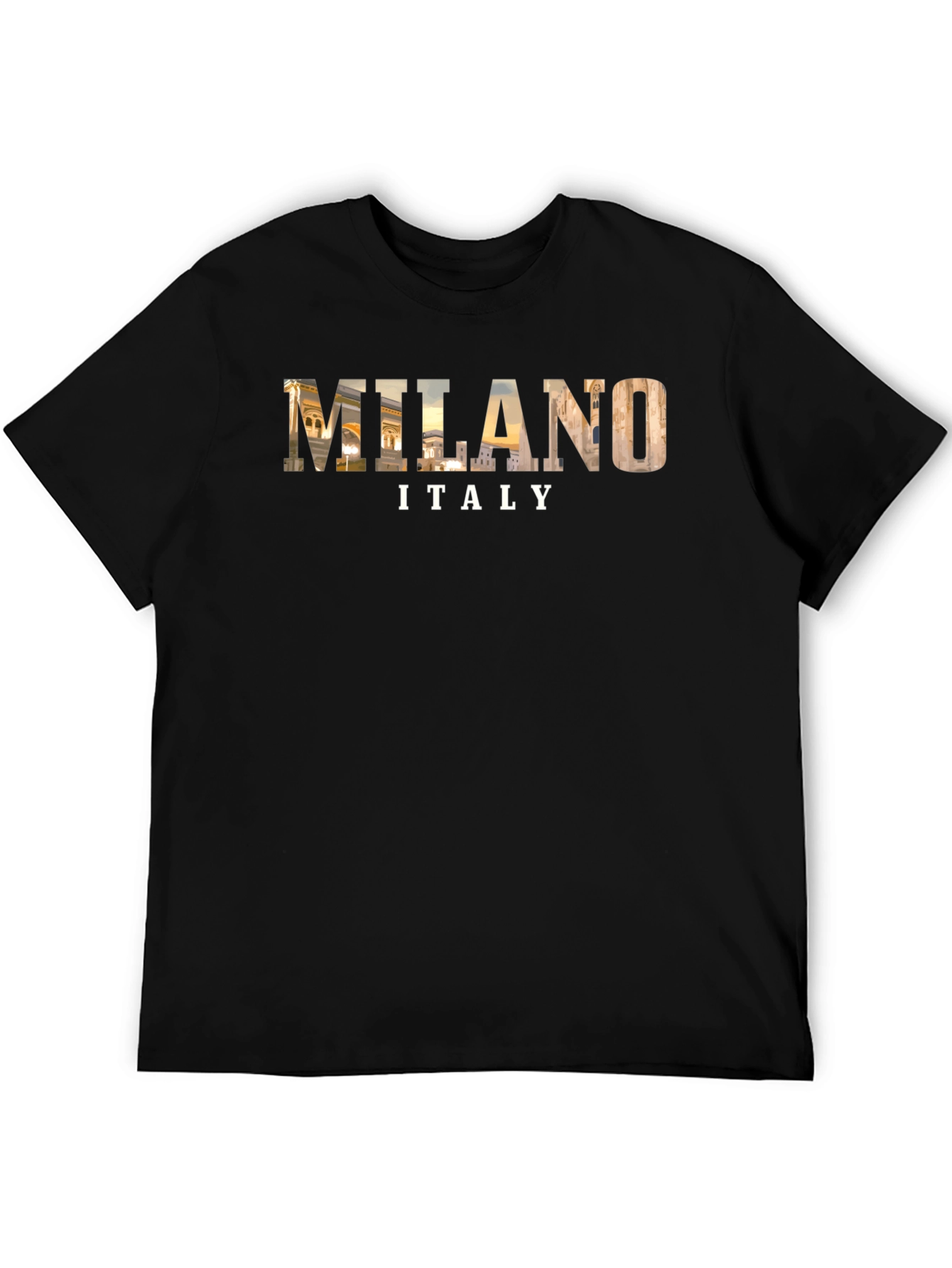 Milan Italy Graphic Tee - Black Cotton T-Shirt