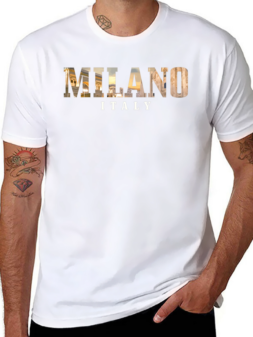 Milan Italy Graphic Tee - Black Cotton T-Shirt