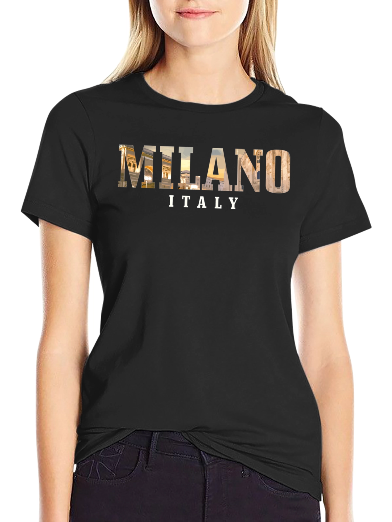 Milan Italy Graphic Tee - Black Cotton T-Shirt