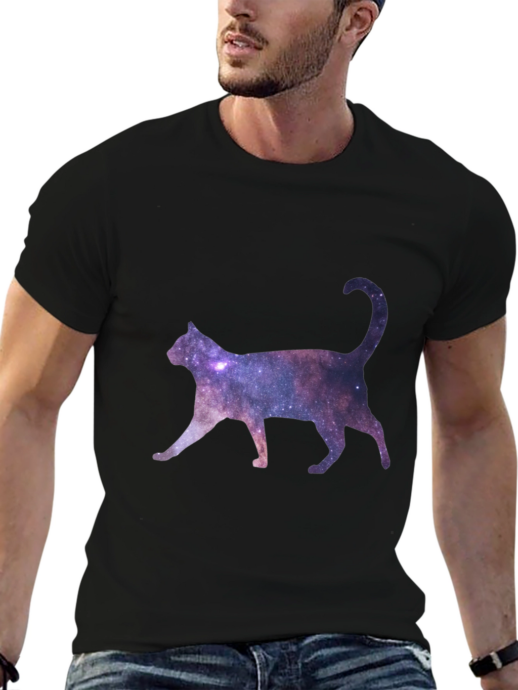 Galaxy Cat Black T-Shirt