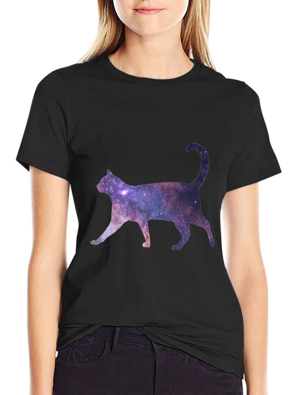 Galaxy Cat Black T-Shirt