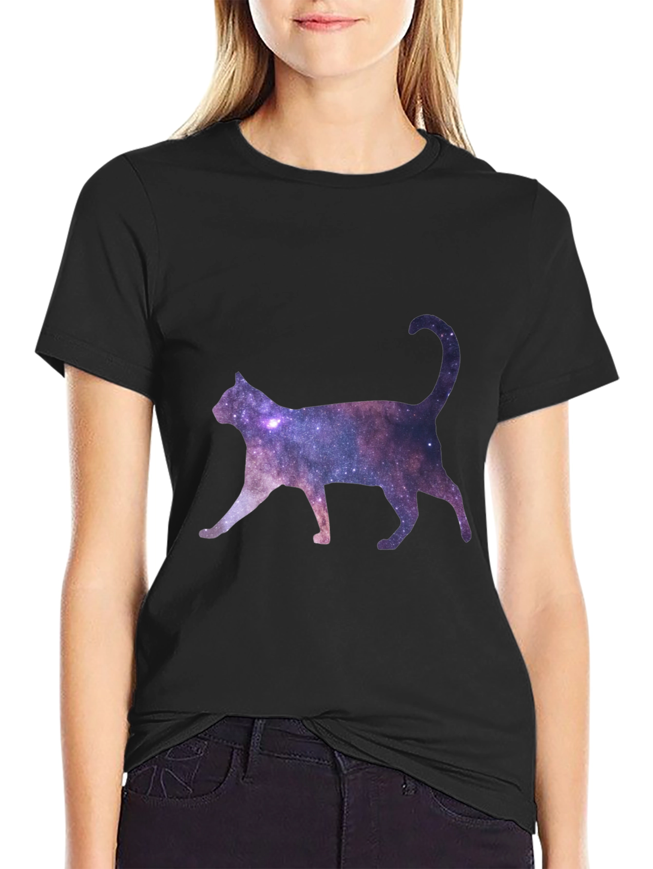 Galaxy Cat Black T-Shirt