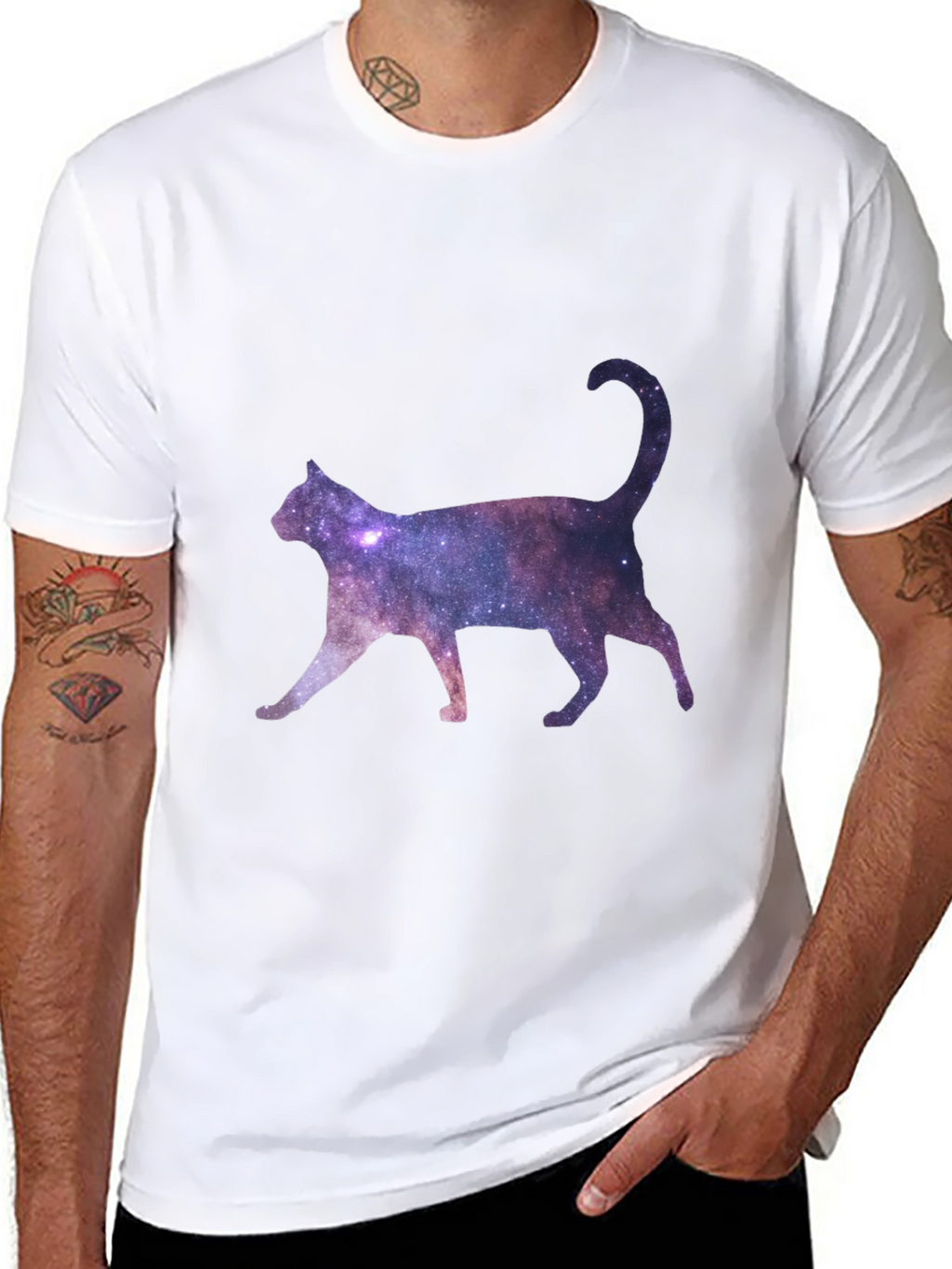 Galaxy Cat Black T-Shirt