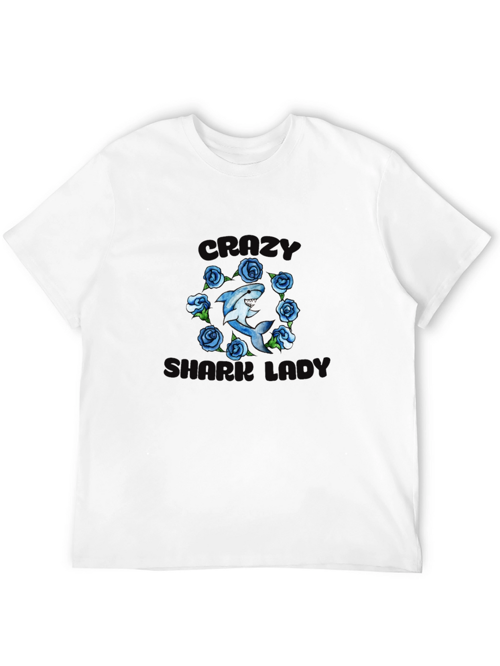 Crazy Shark Girl T-Shirt - Floral Design
