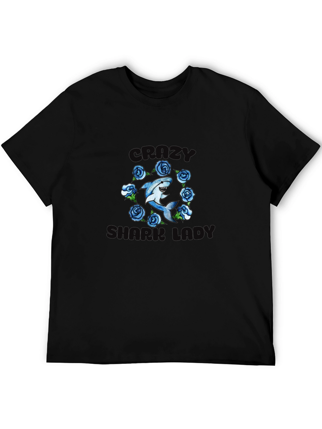Crazy Shark Girl T-Shirt - Floral Design