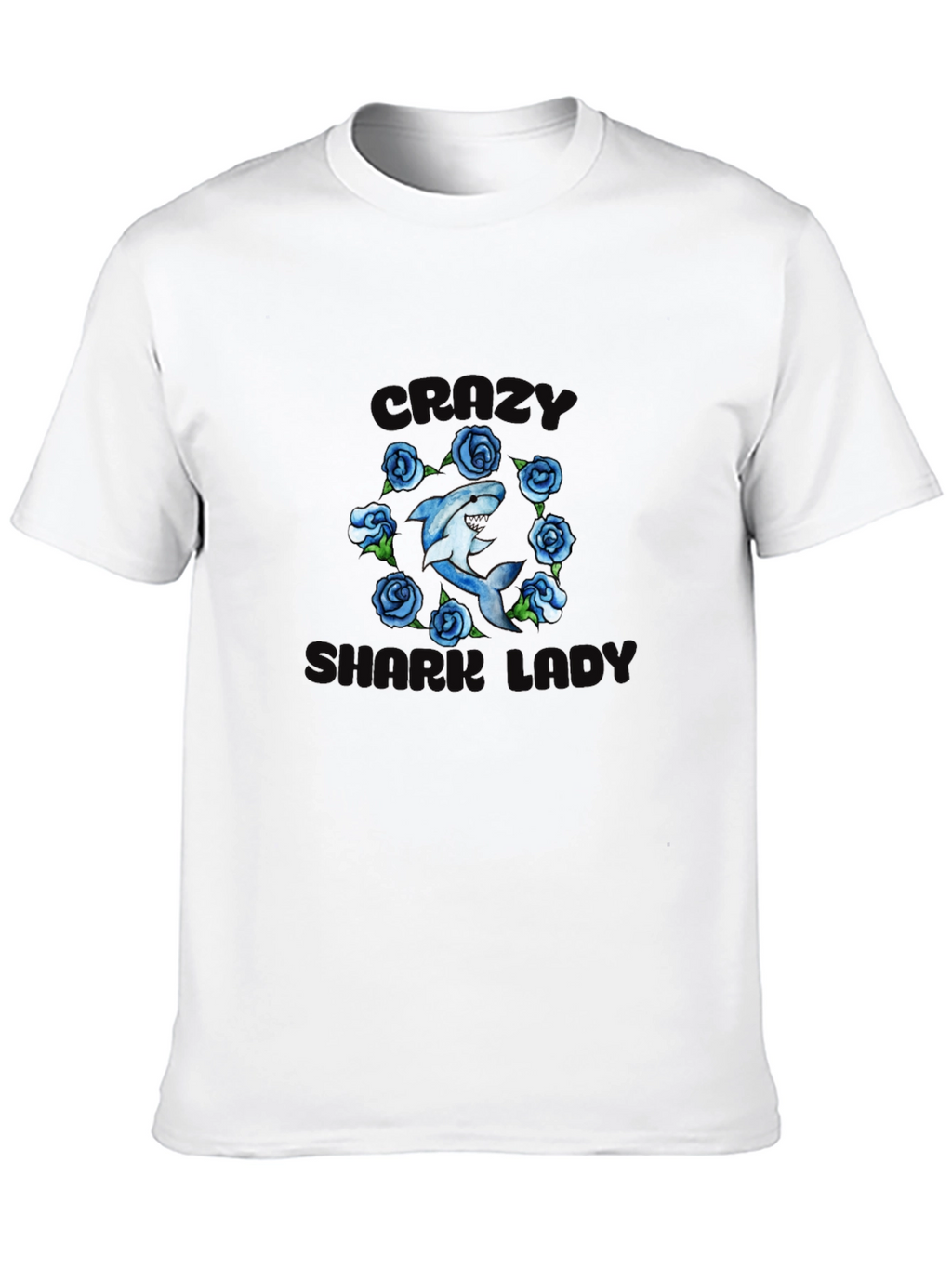 Crazy Shark Girl T-Shirt - Floral Design