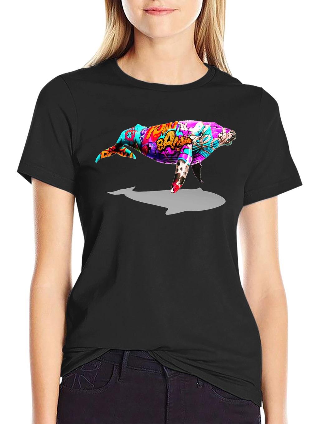 Whale Graphic Black T-Shirt