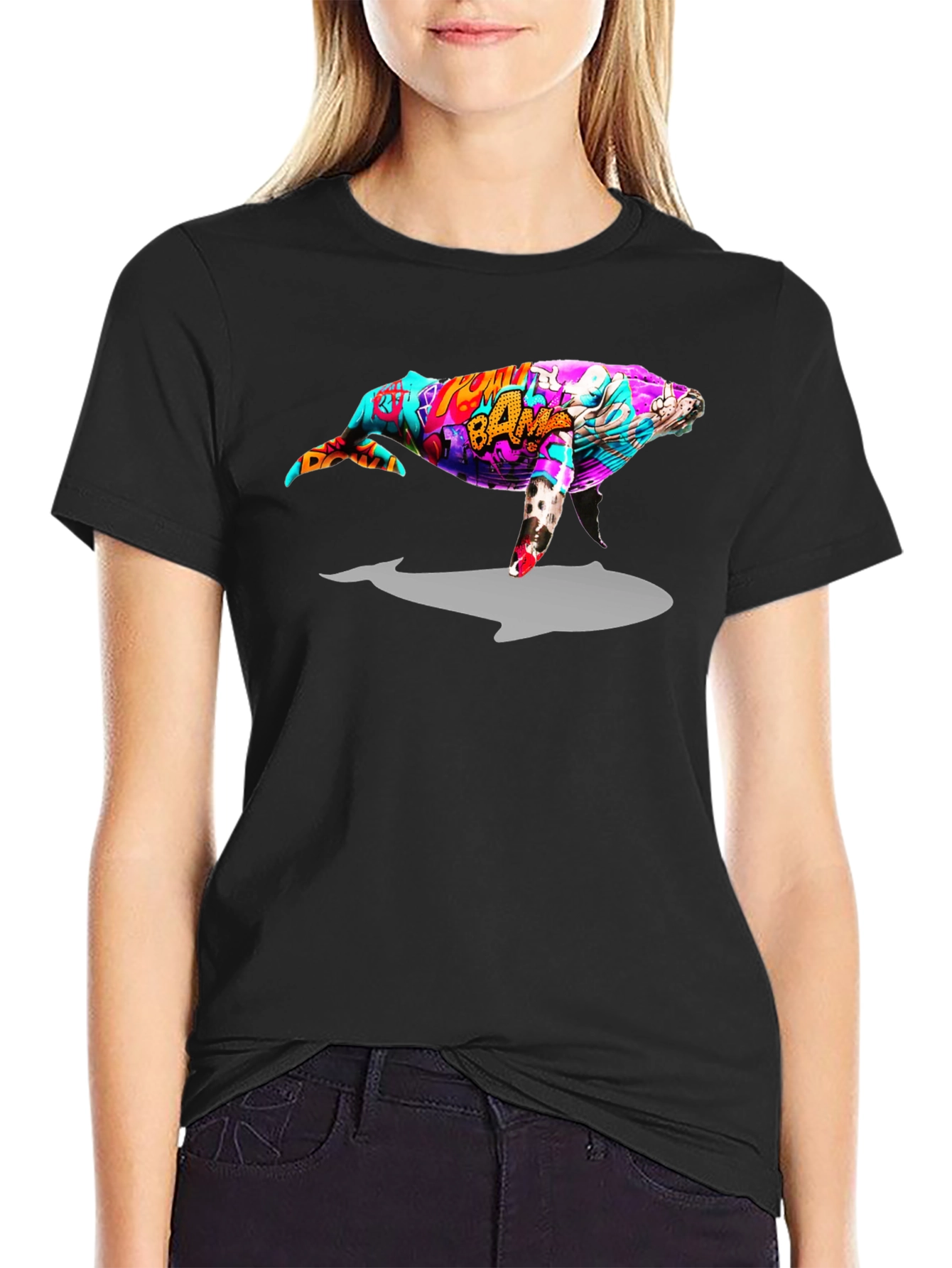 Whale Graphic Black T-Shirt