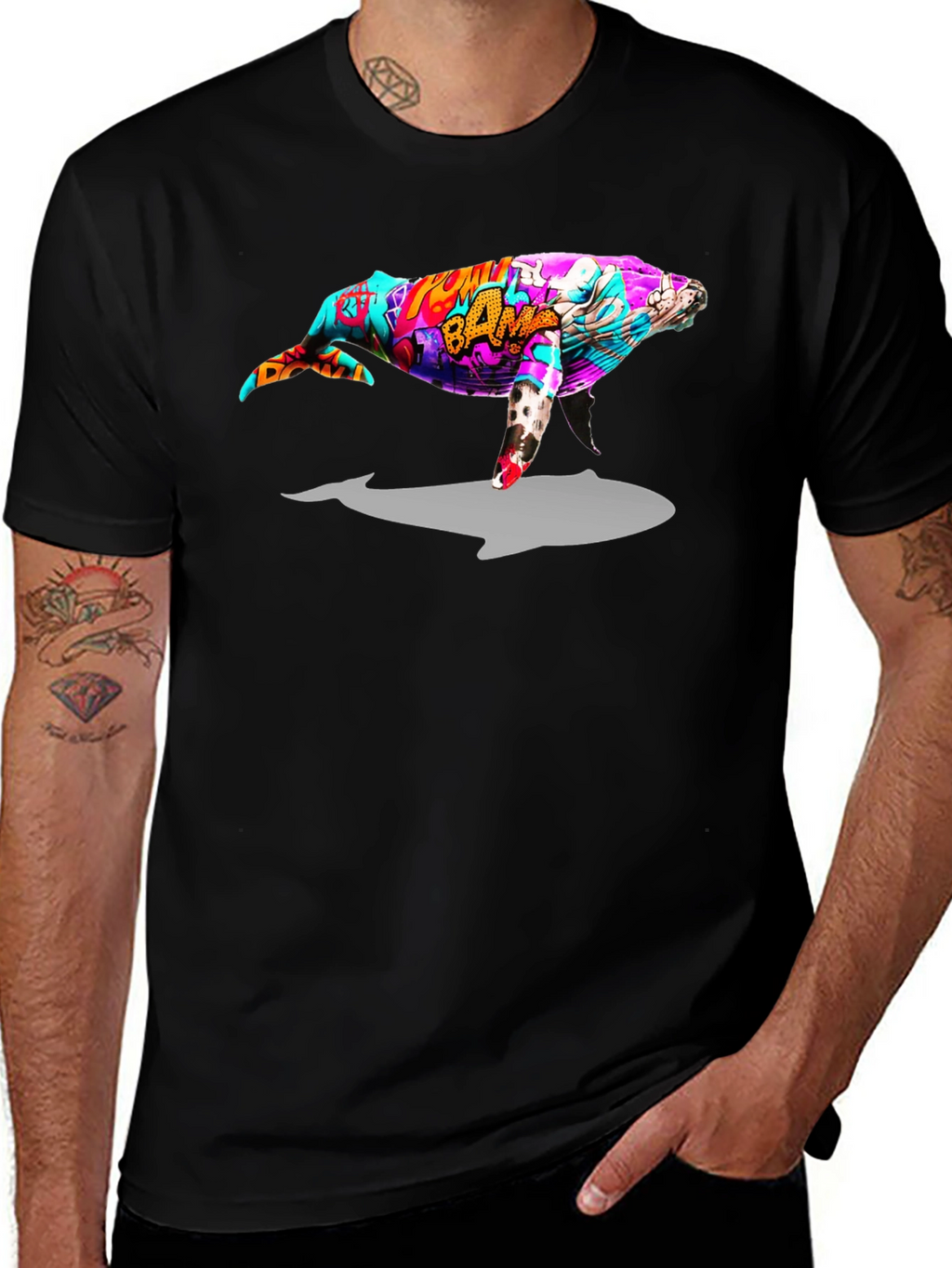 Whale Graphic Black T-Shirt