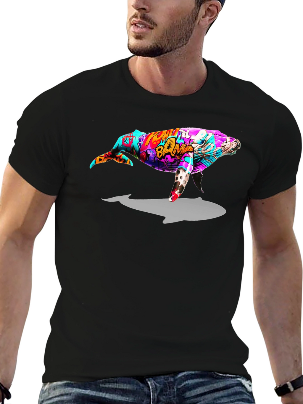 Whale Graphic Black T-Shirt