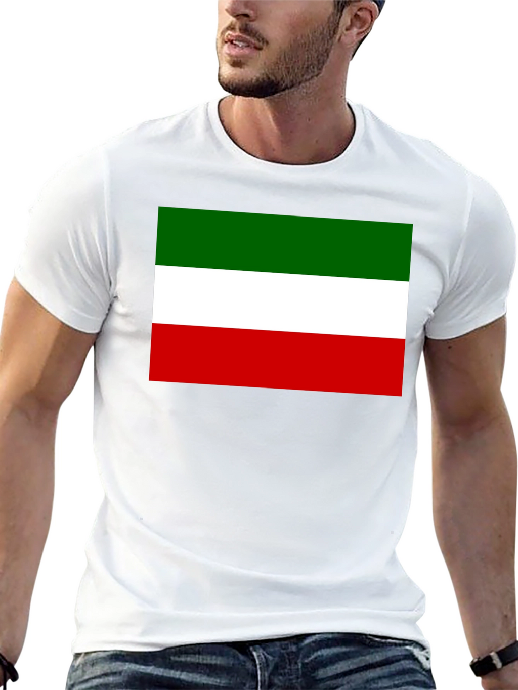 Italy Flag Graphic Print Black T-Shirt