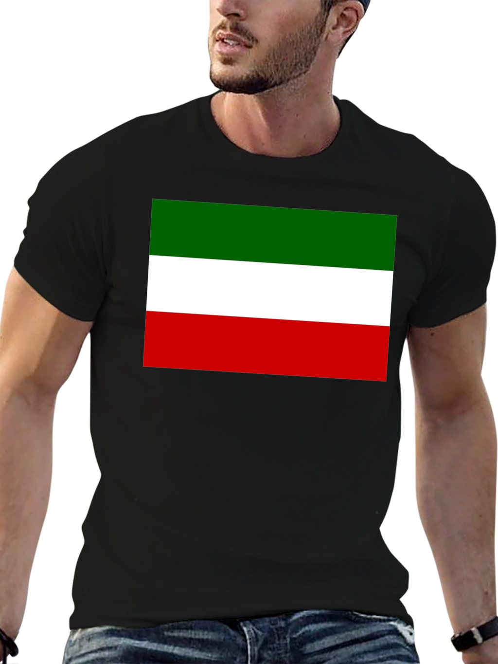 Italy Flag Graphic Print Black T-Shirt