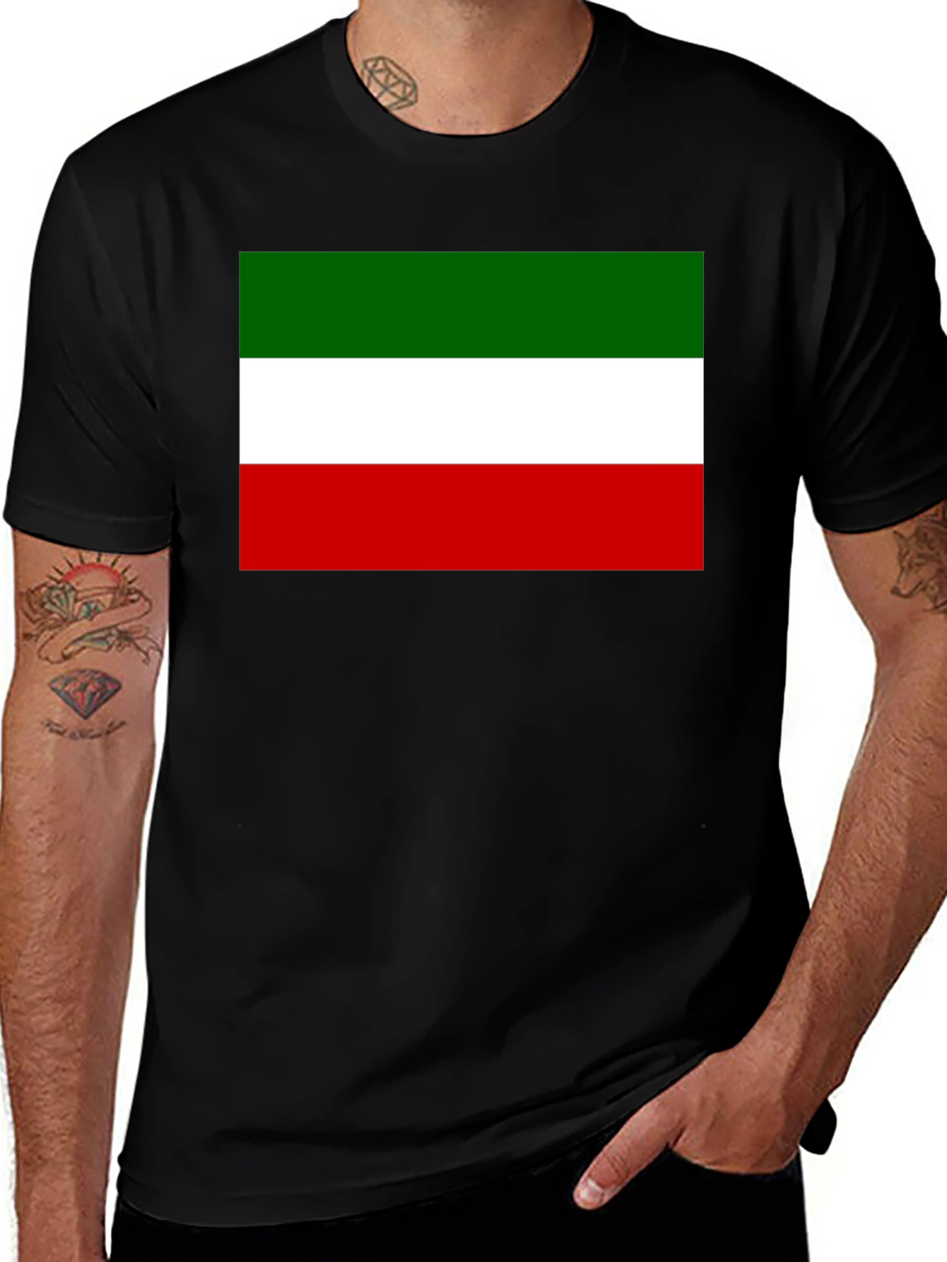 Italy Flag Graphic Print Black T-Shirt