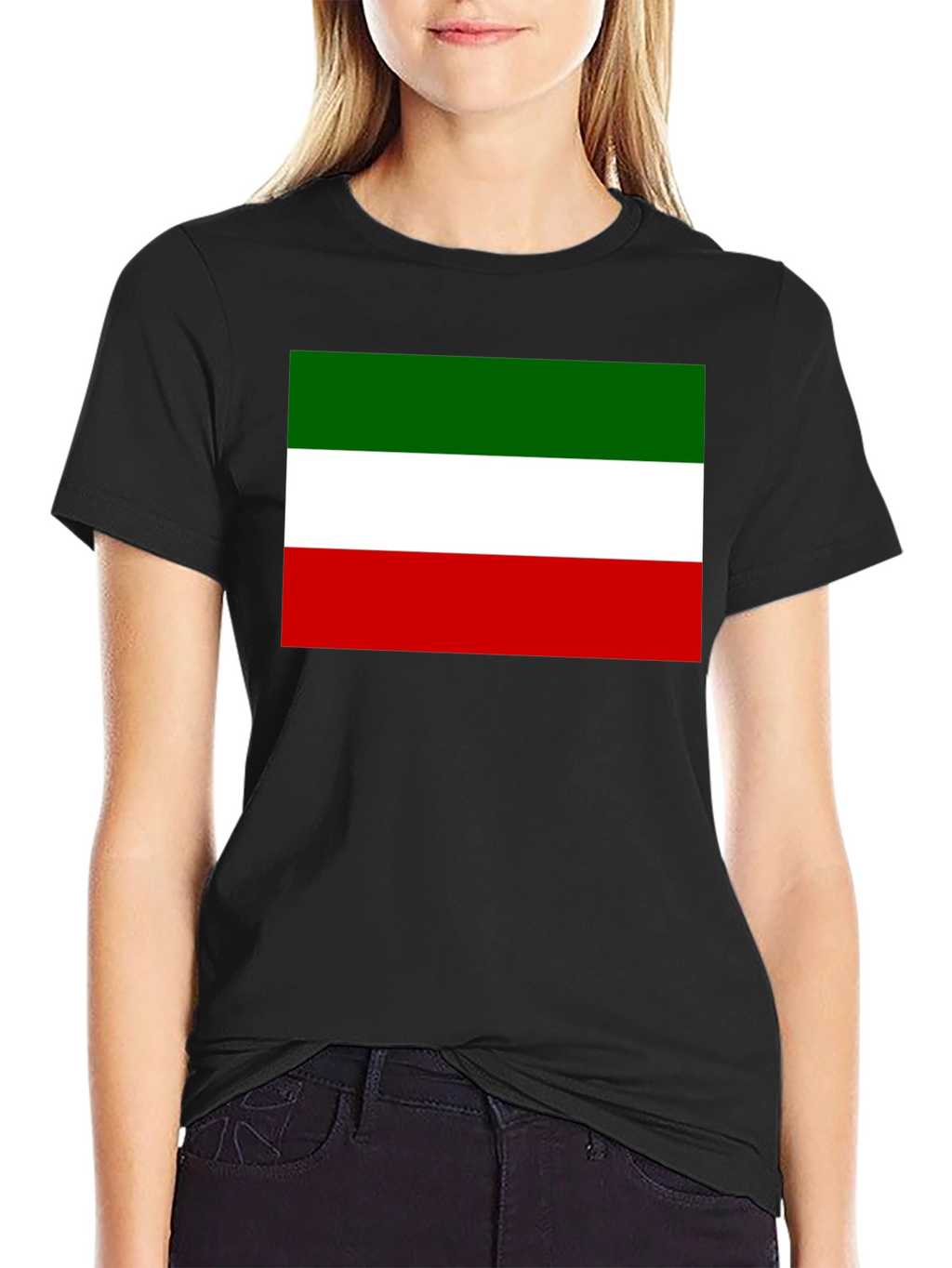 Italy Flag Graphic Print Black T-Shirt