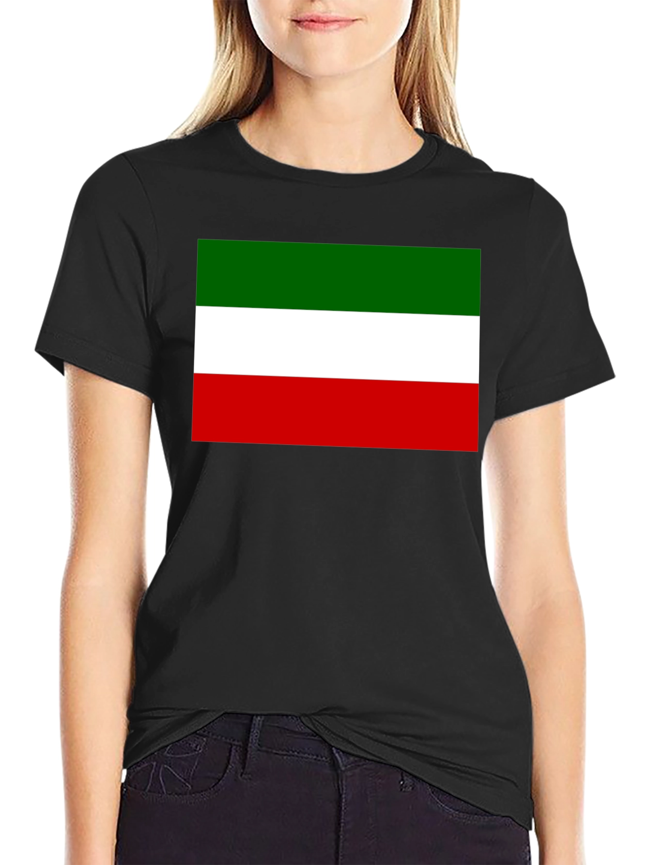 Italy Flag Graphic Print Black T-Shirt