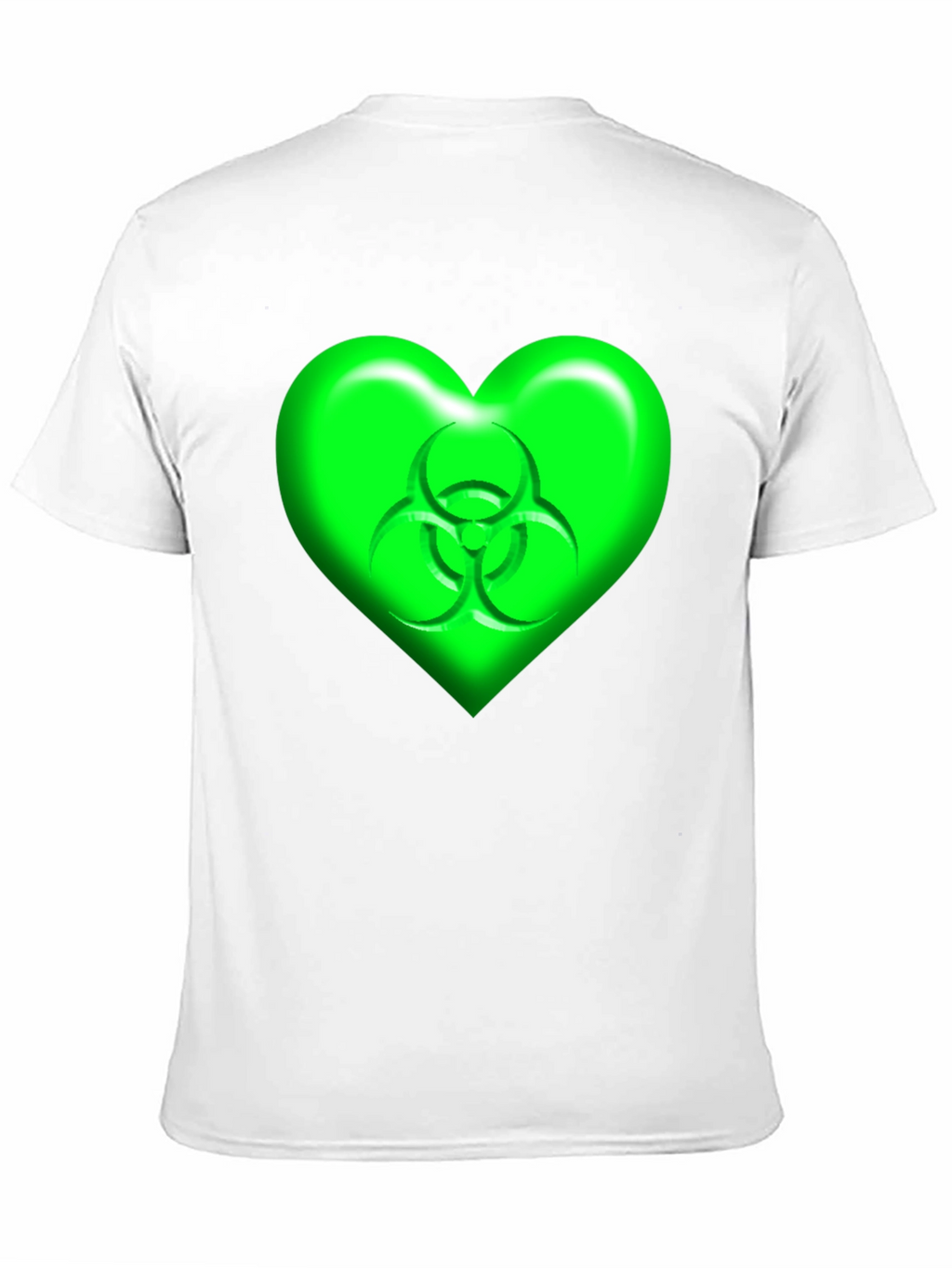 Green Biohazard Heart Graphic Black T-Shirt