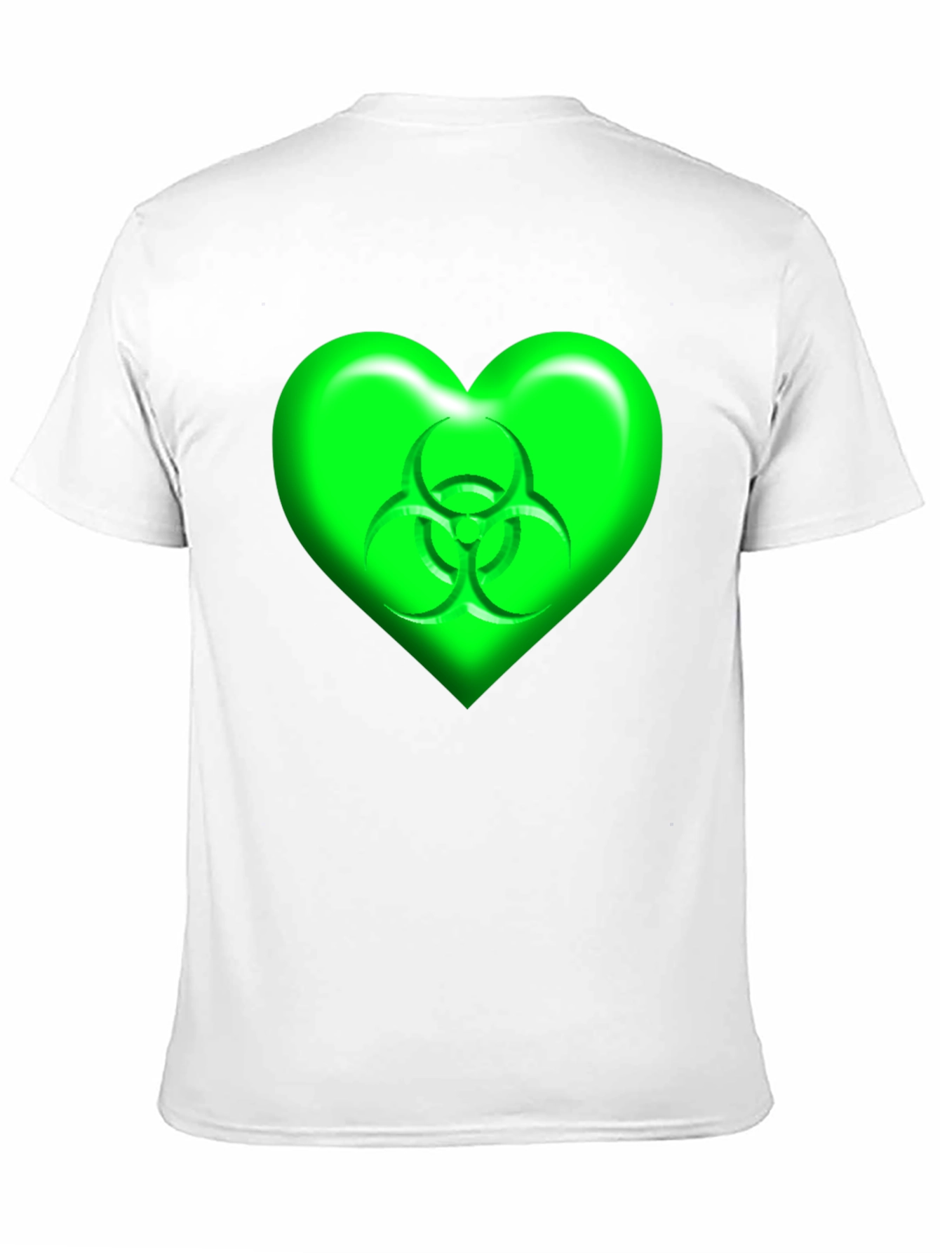 Green Biohazard Heart Graphic Black T-Shirt