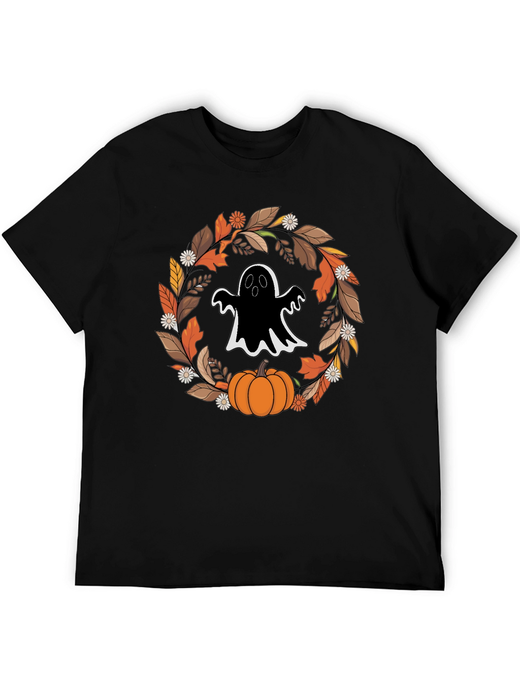 Ghost & Pumpkin Halloween Wreath T-Shirt