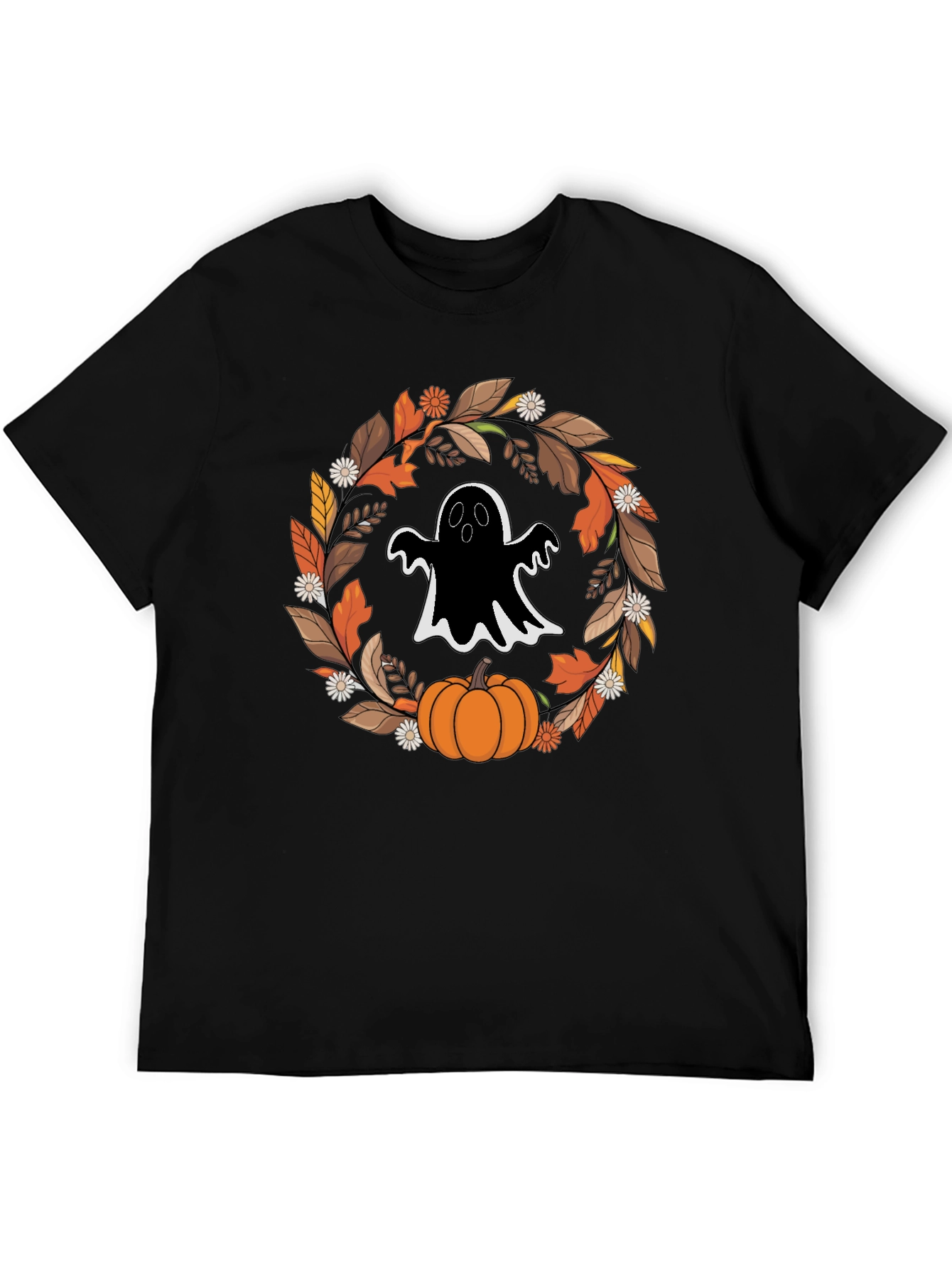 Ghost & Pumpkin Halloween Wreath T-Shirt