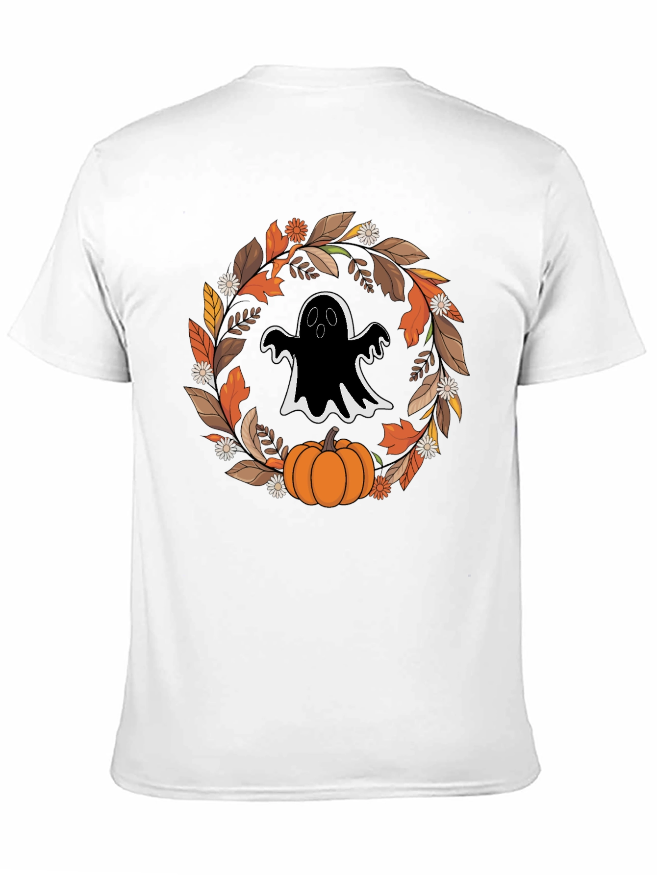 Ghost & Pumpkin Halloween Wreath T-Shirt