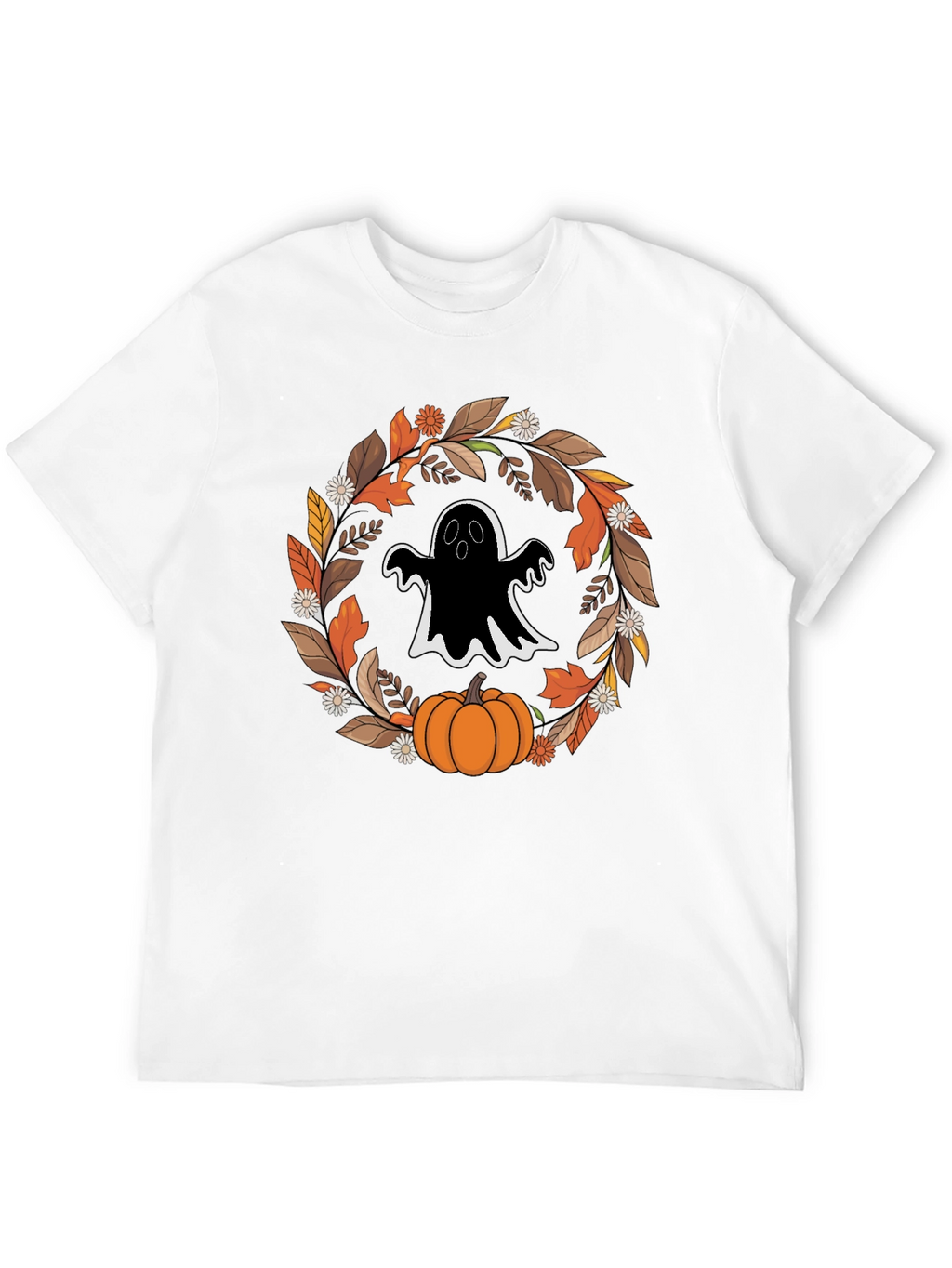 Ghost & Pumpkin Halloween Wreath T-Shirt
