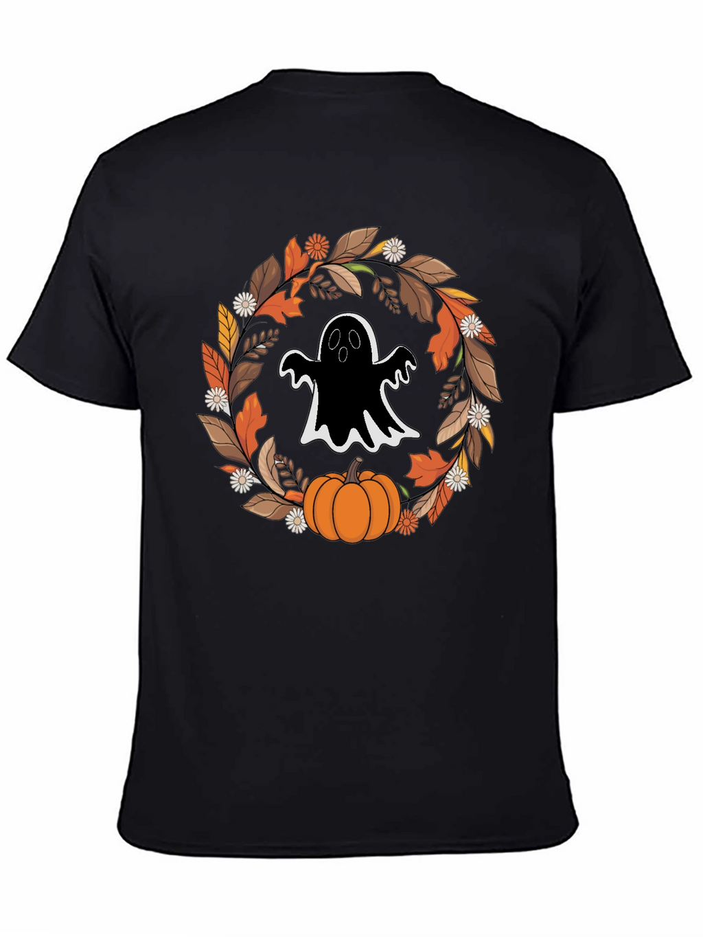 Ghost & Pumpkin Halloween Wreath T-Shirt