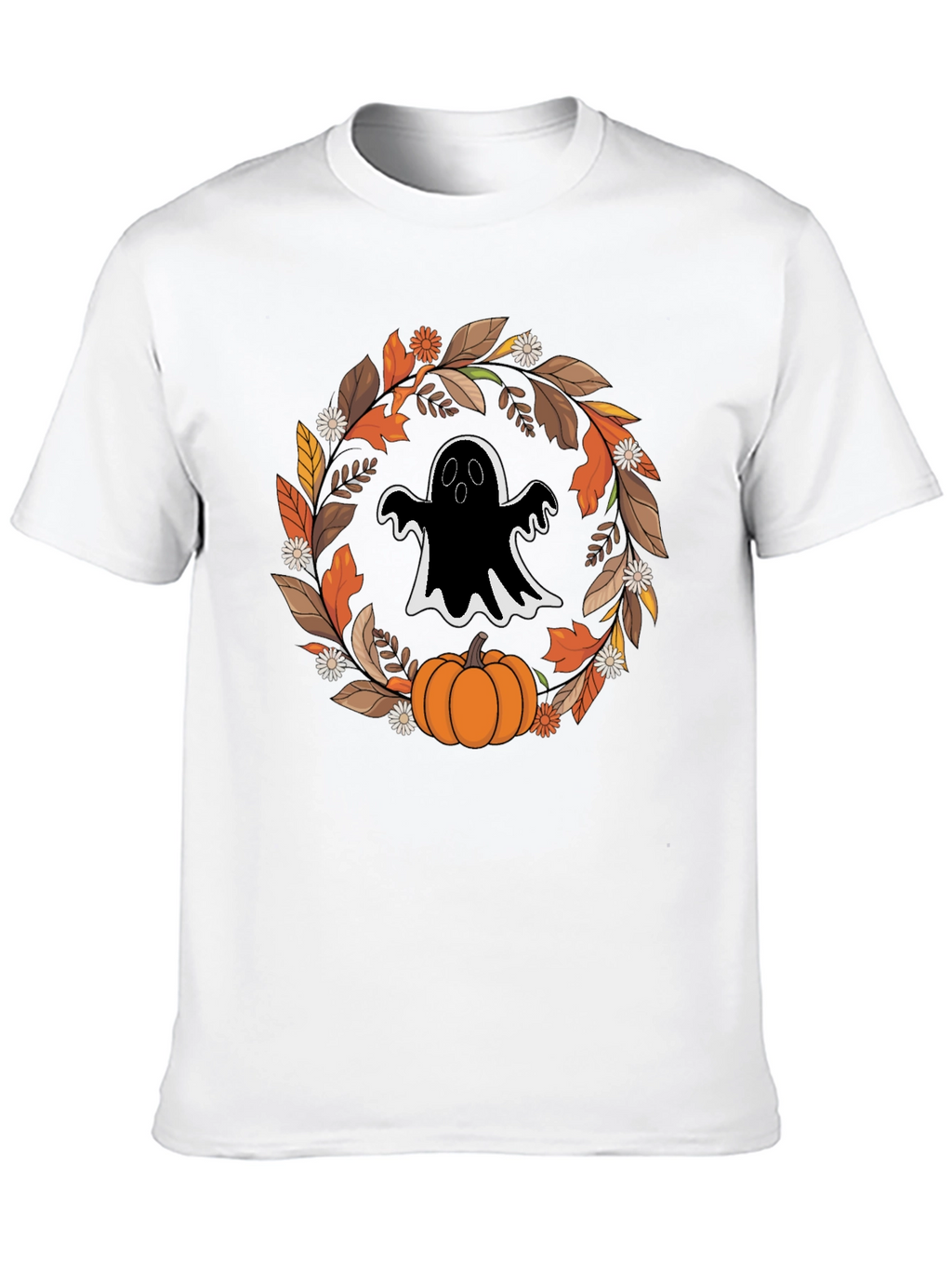 Ghost & Pumpkin Halloween Wreath T-Shirt