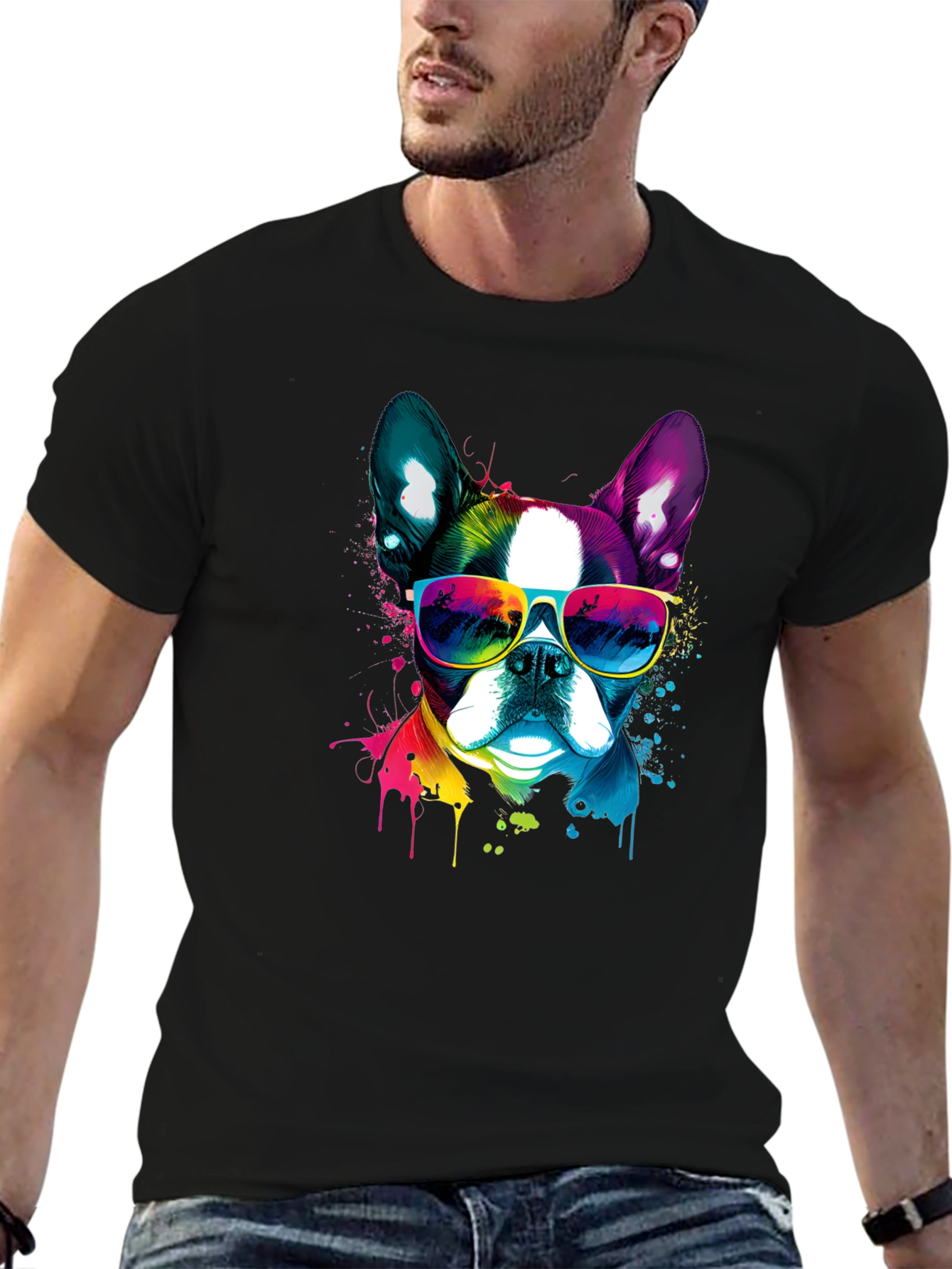 Cool Dog Graphic Tee - Mens Black T-Shirt