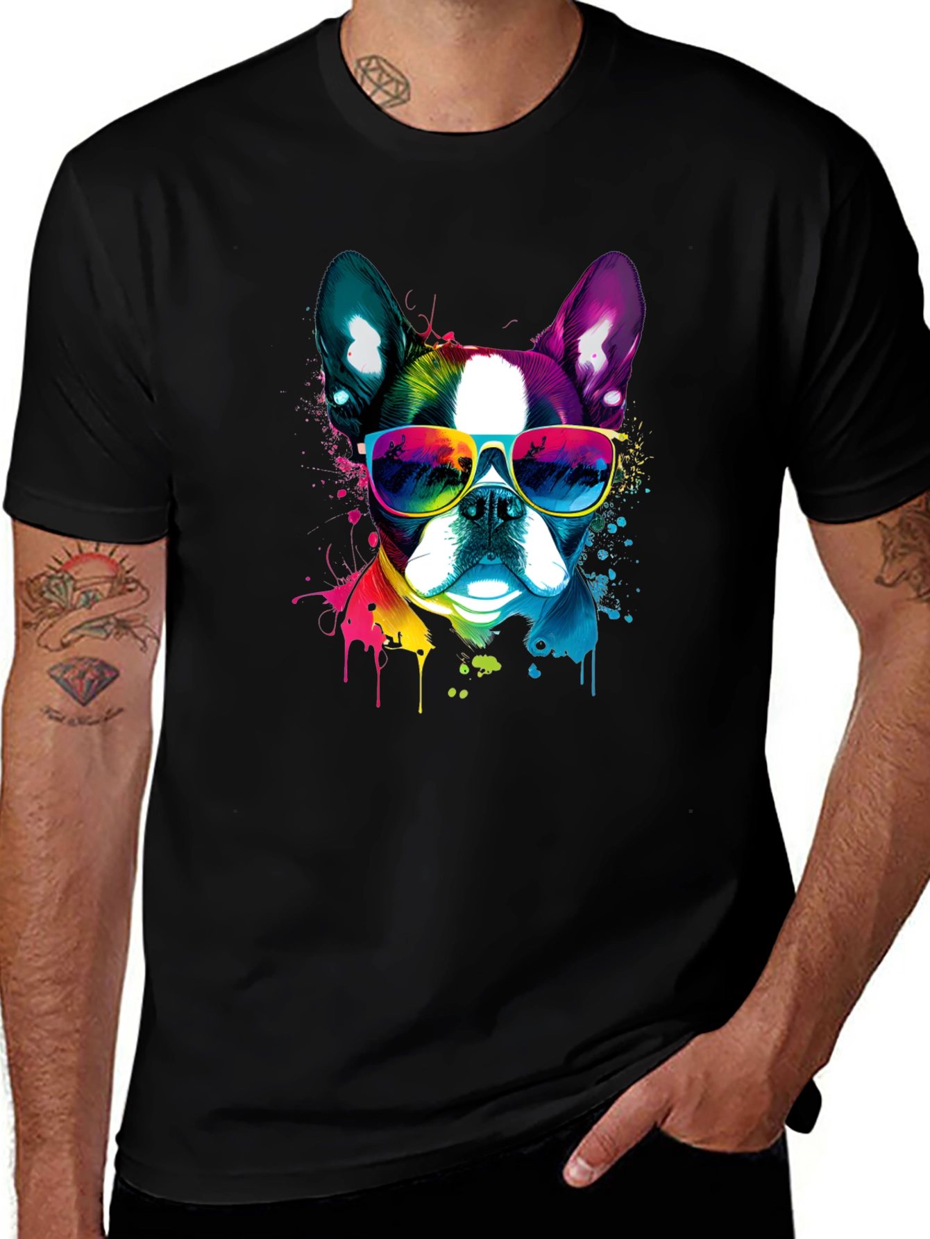 Cool Dog Graphic Tee - Mens Black T-Shirt
