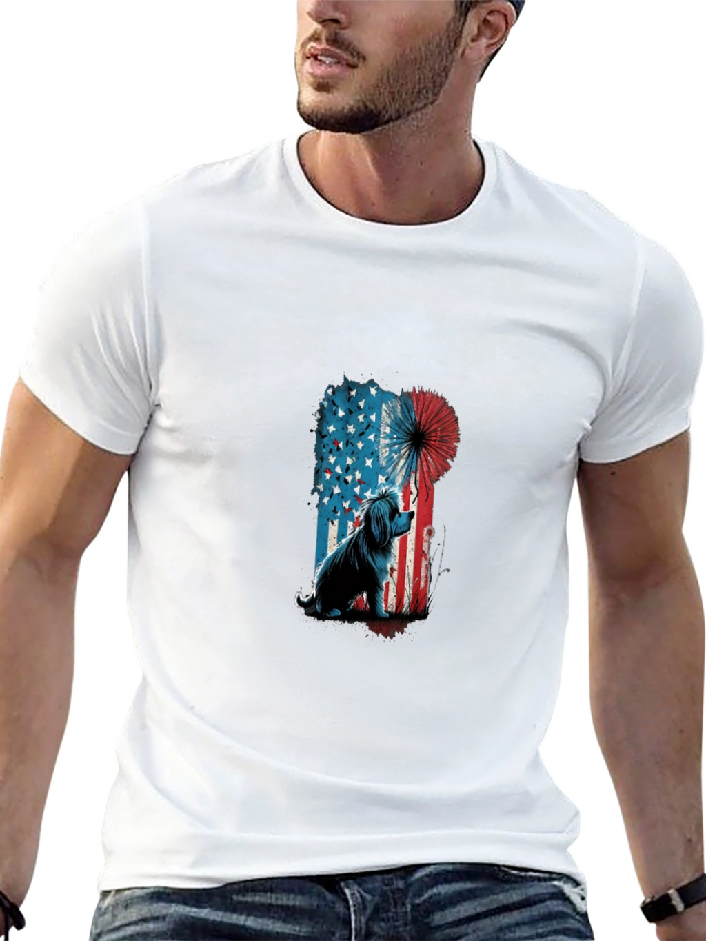 Patriotic Dog T-Shirt - USA Flag Graphic Tee