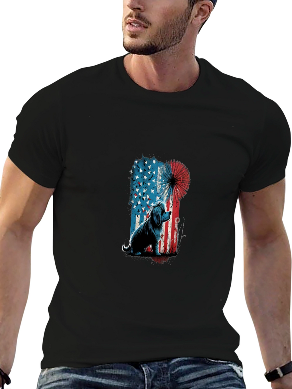Patriotic Dog T-Shirt - USA Flag Graphic Tee