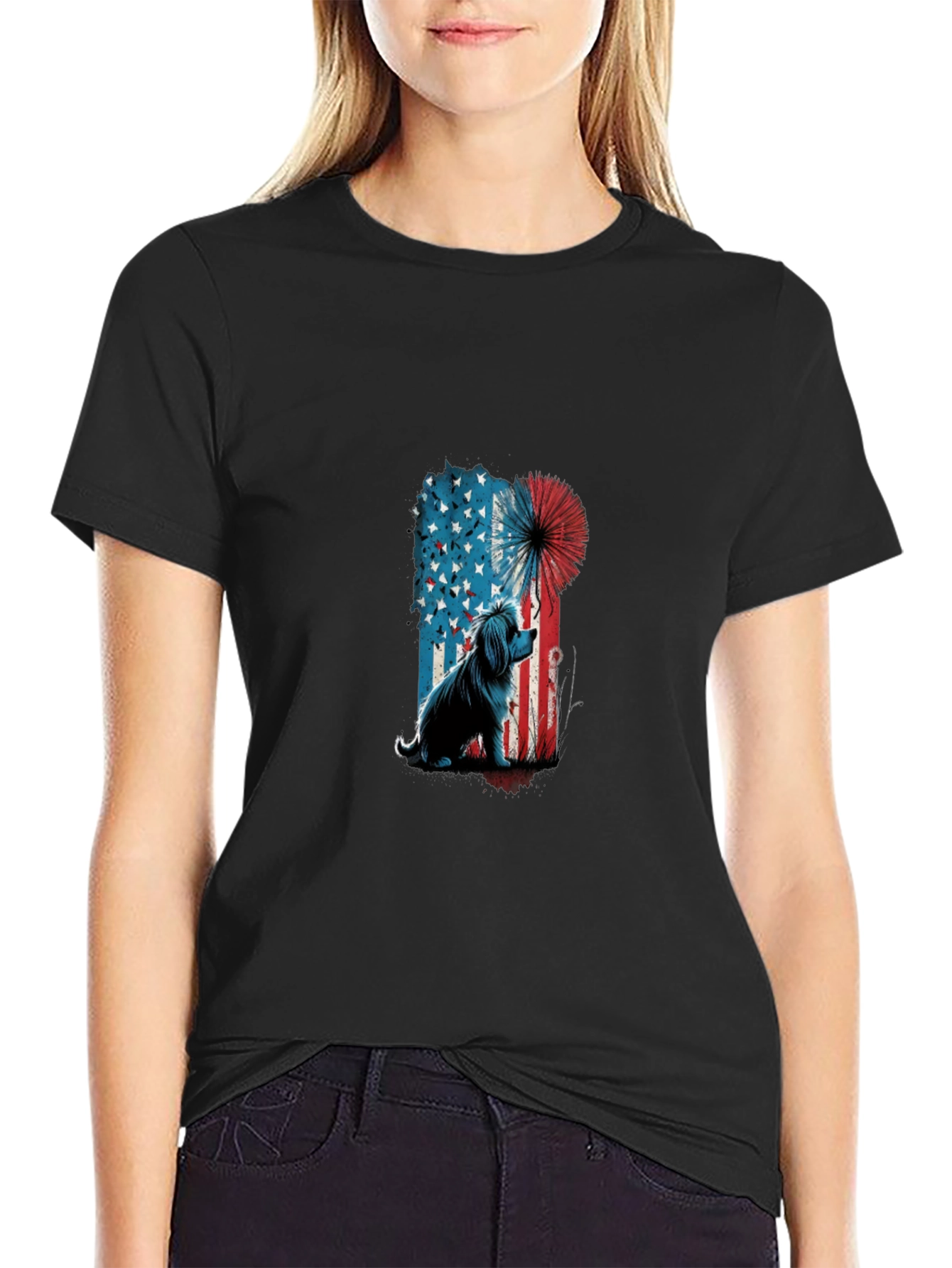 Patriotic Dog T-Shirt - USA Flag Graphic Tee