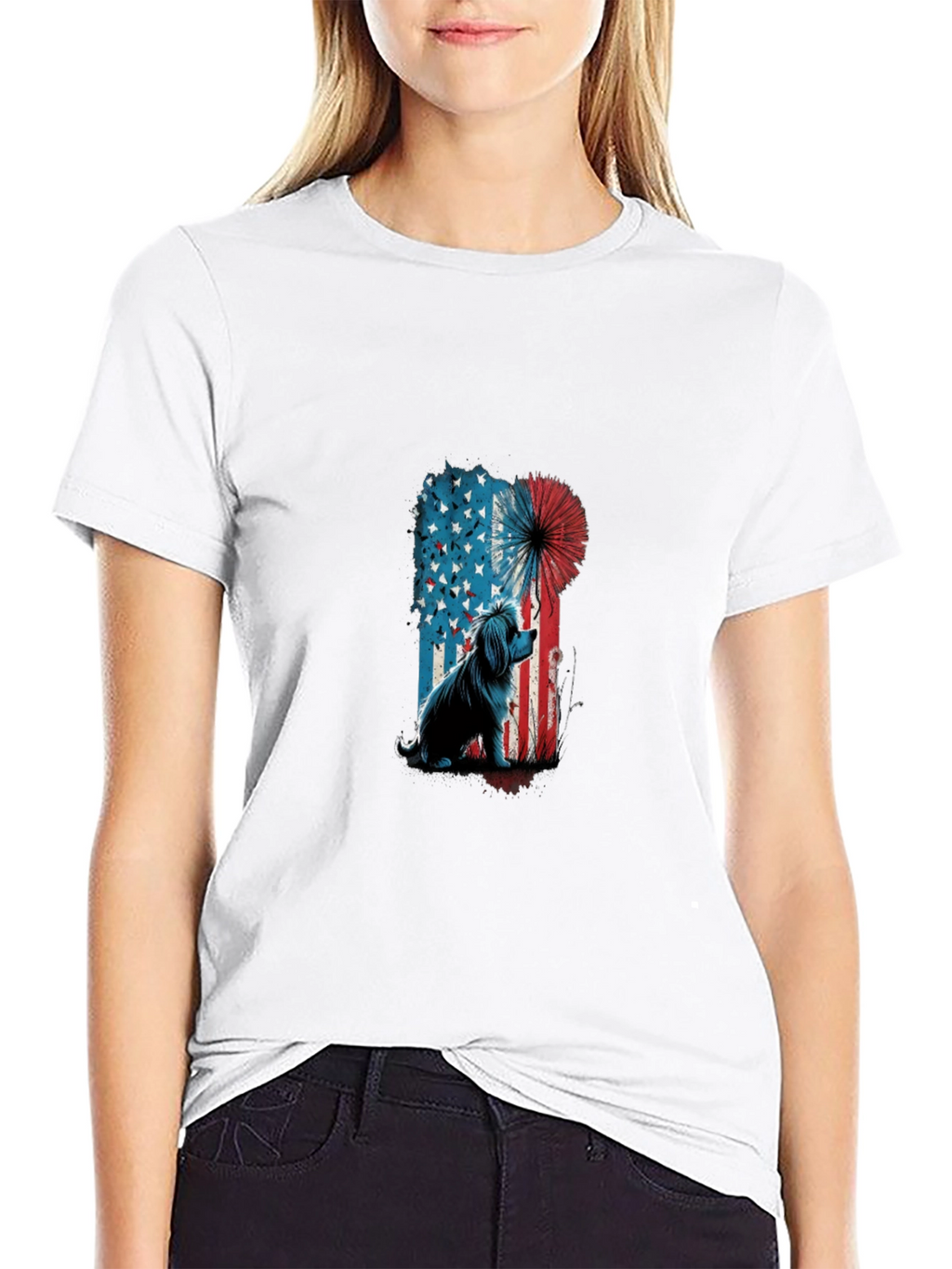 Patriotic Dog T-Shirt - USA Flag Graphic Tee