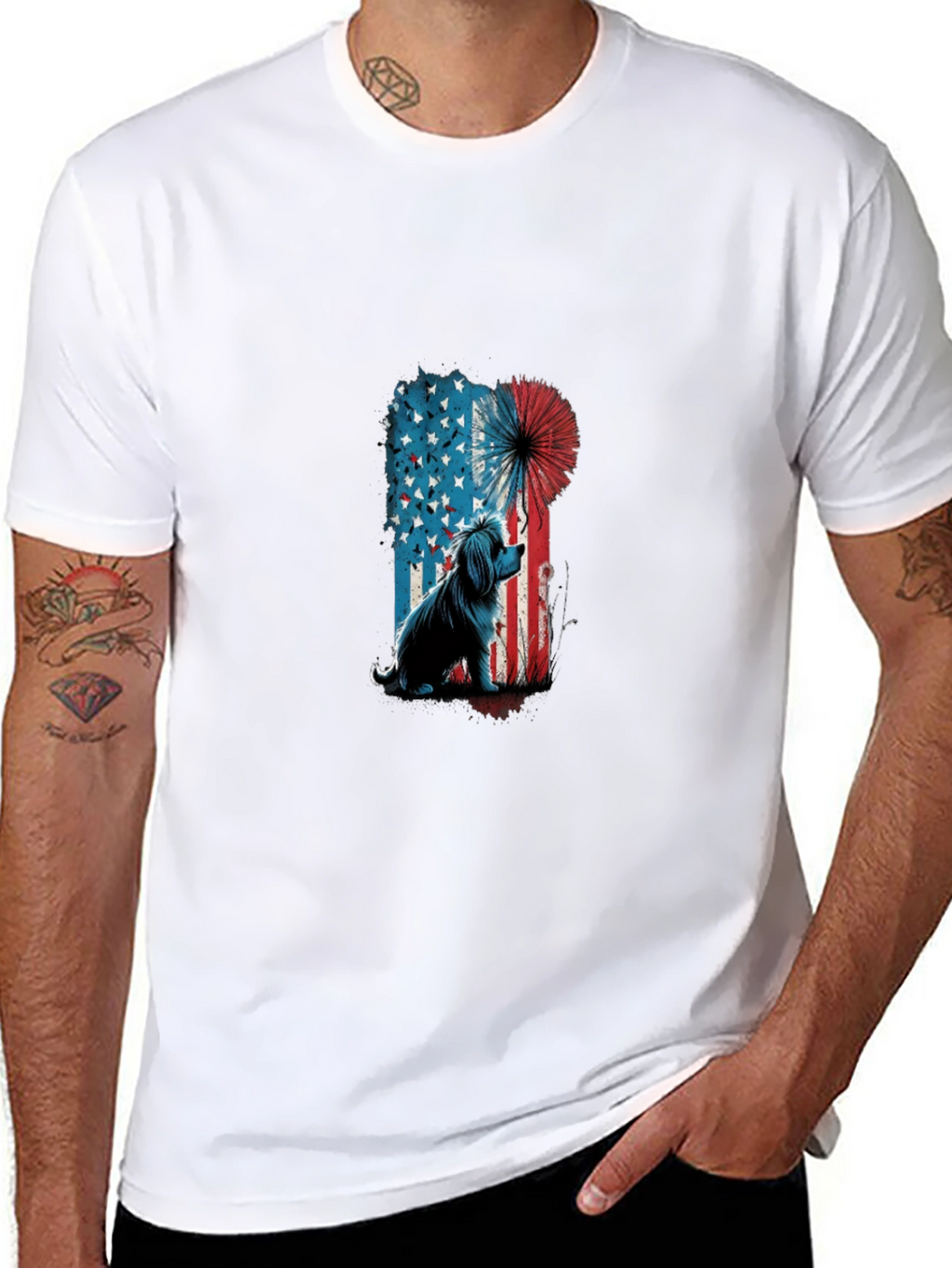 Patriotic Dog T-Shirt - USA Flag Graphic Tee