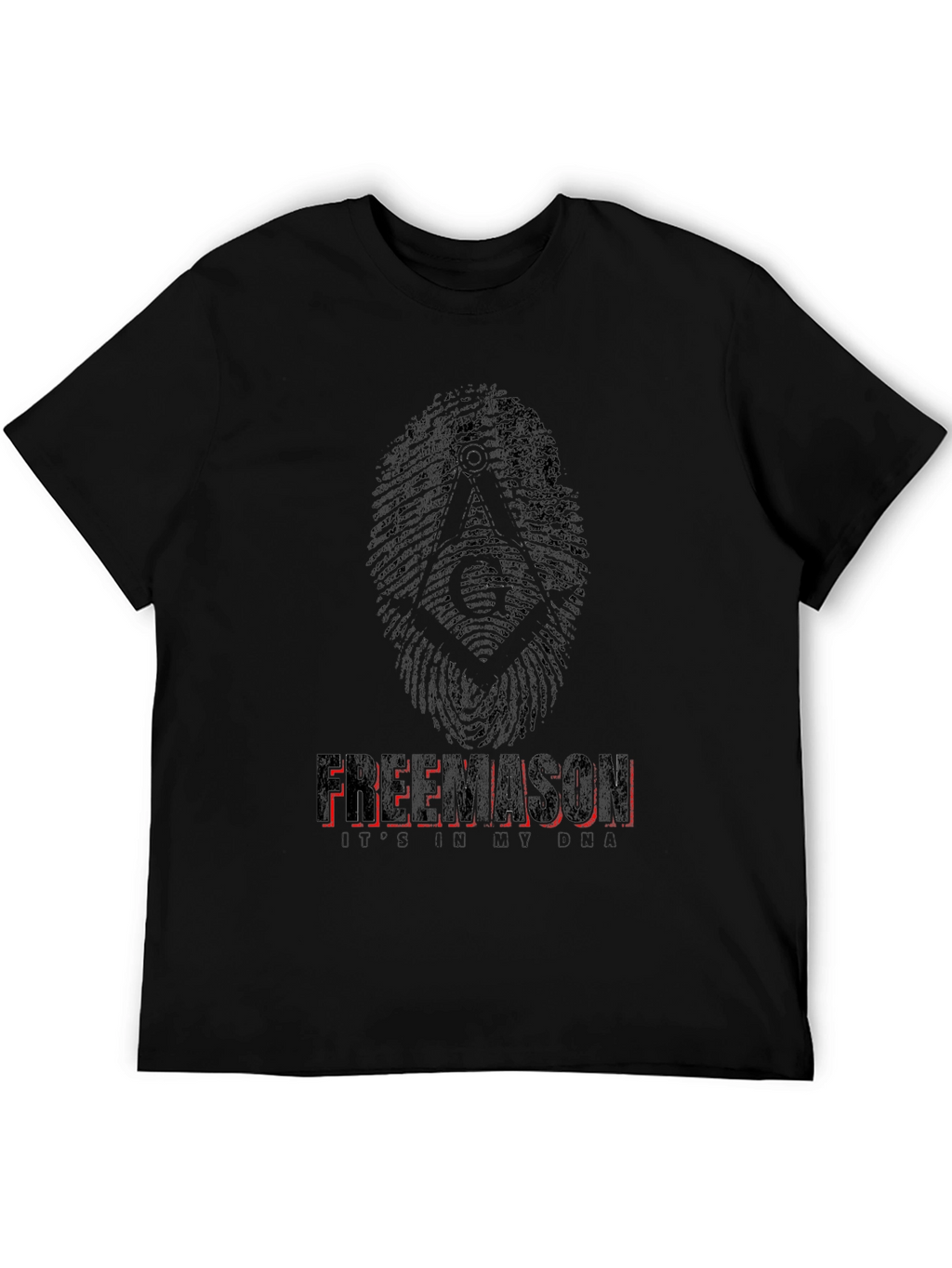 Freemason T-Shirt with Fingerprint Design - Black