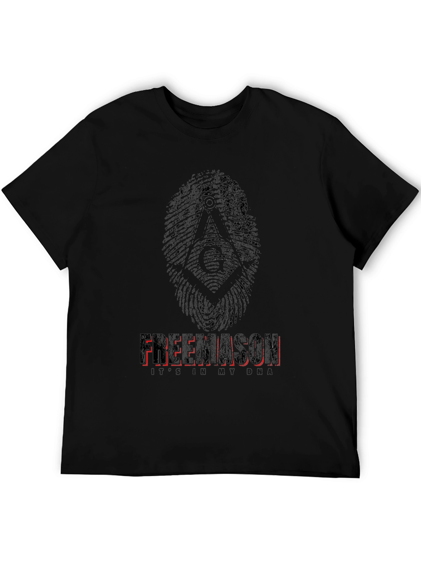 Freemason T-Shirt with Fingerprint Design - Black