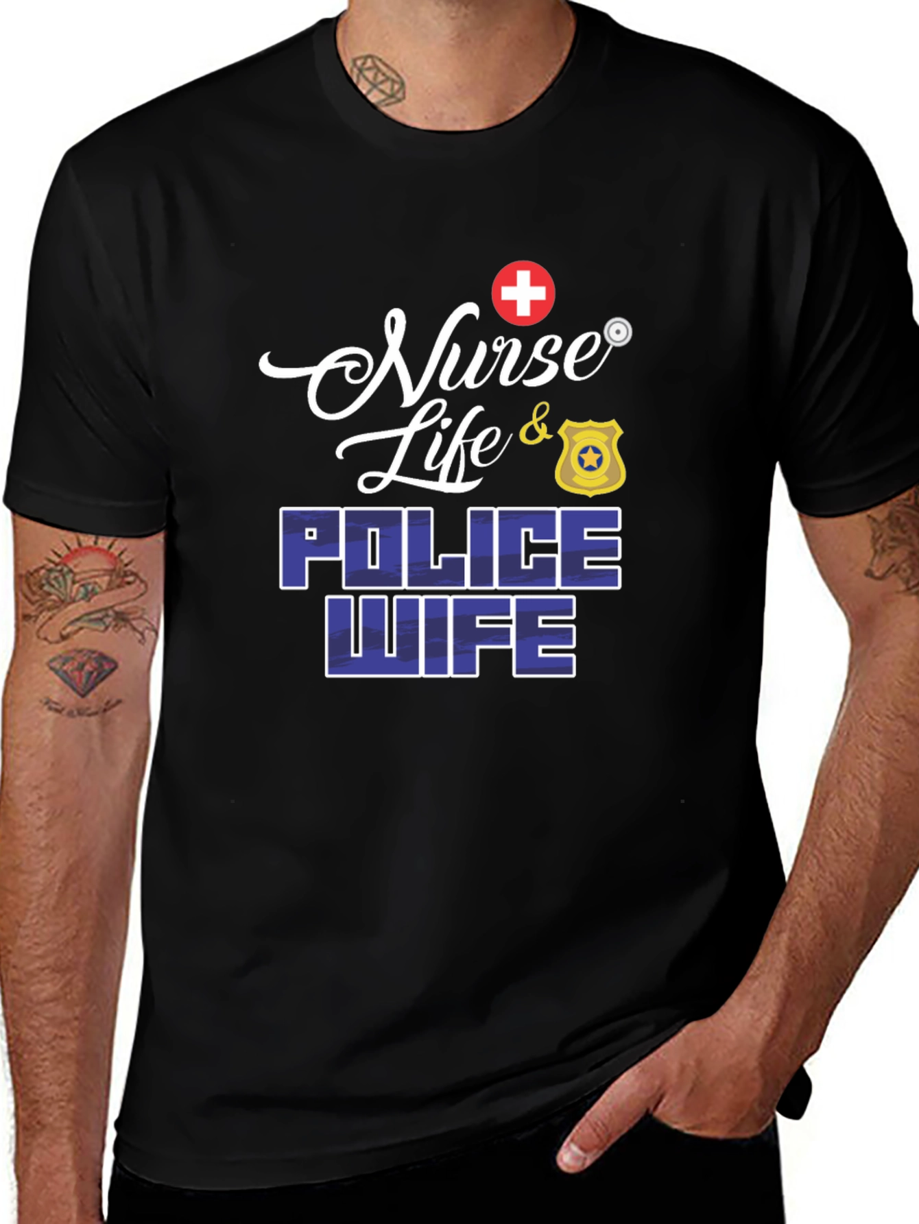 Nurse Life & Police Wife Graphic T-Shirt