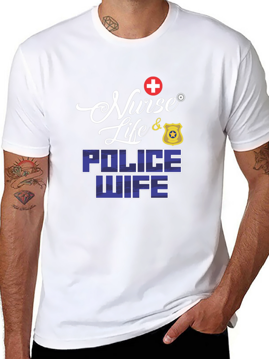 Nurse Life & Police Wife Graphic T-Shirt