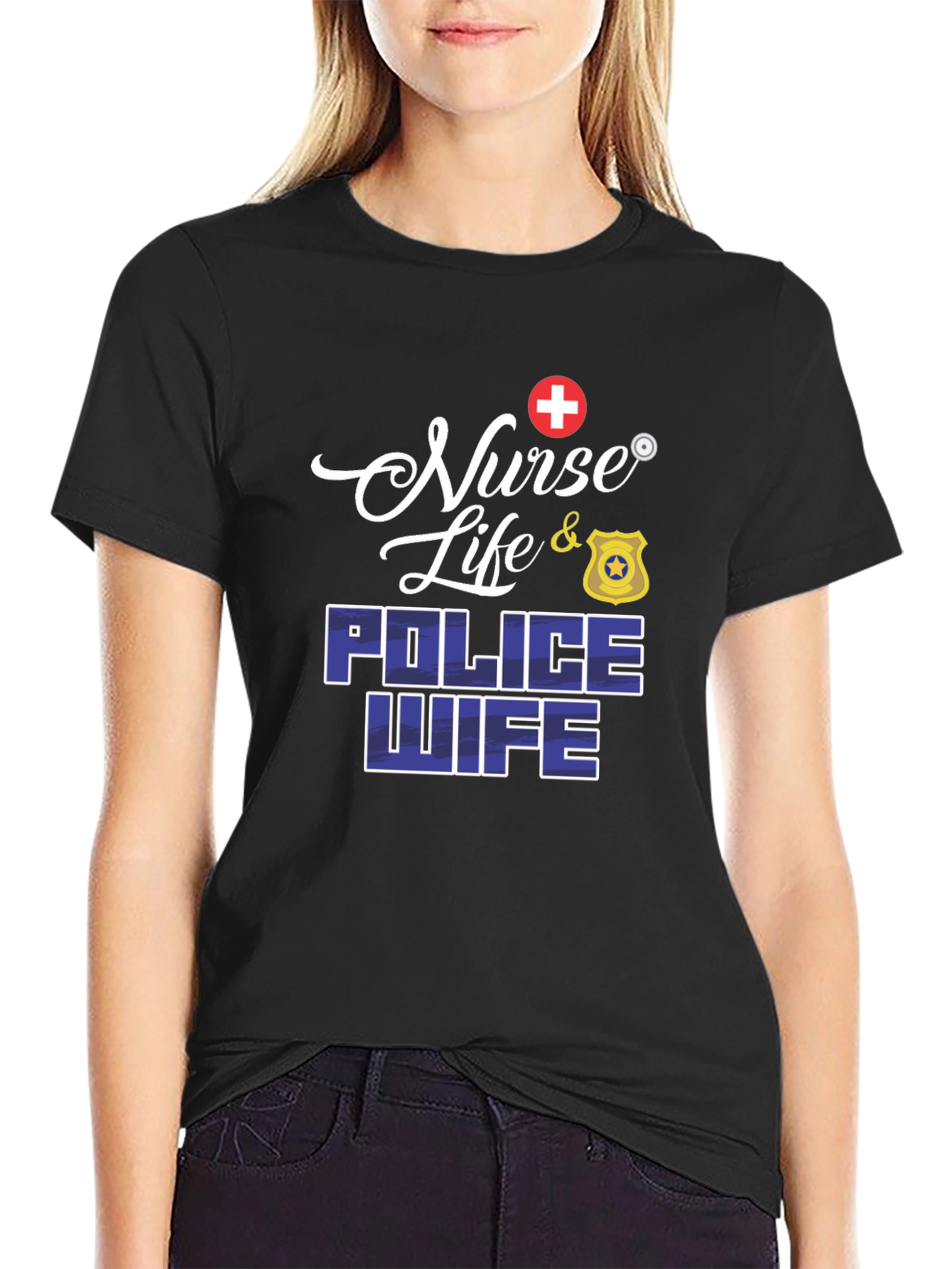 Nurse Life & Police Wife Graphic T-Shirt