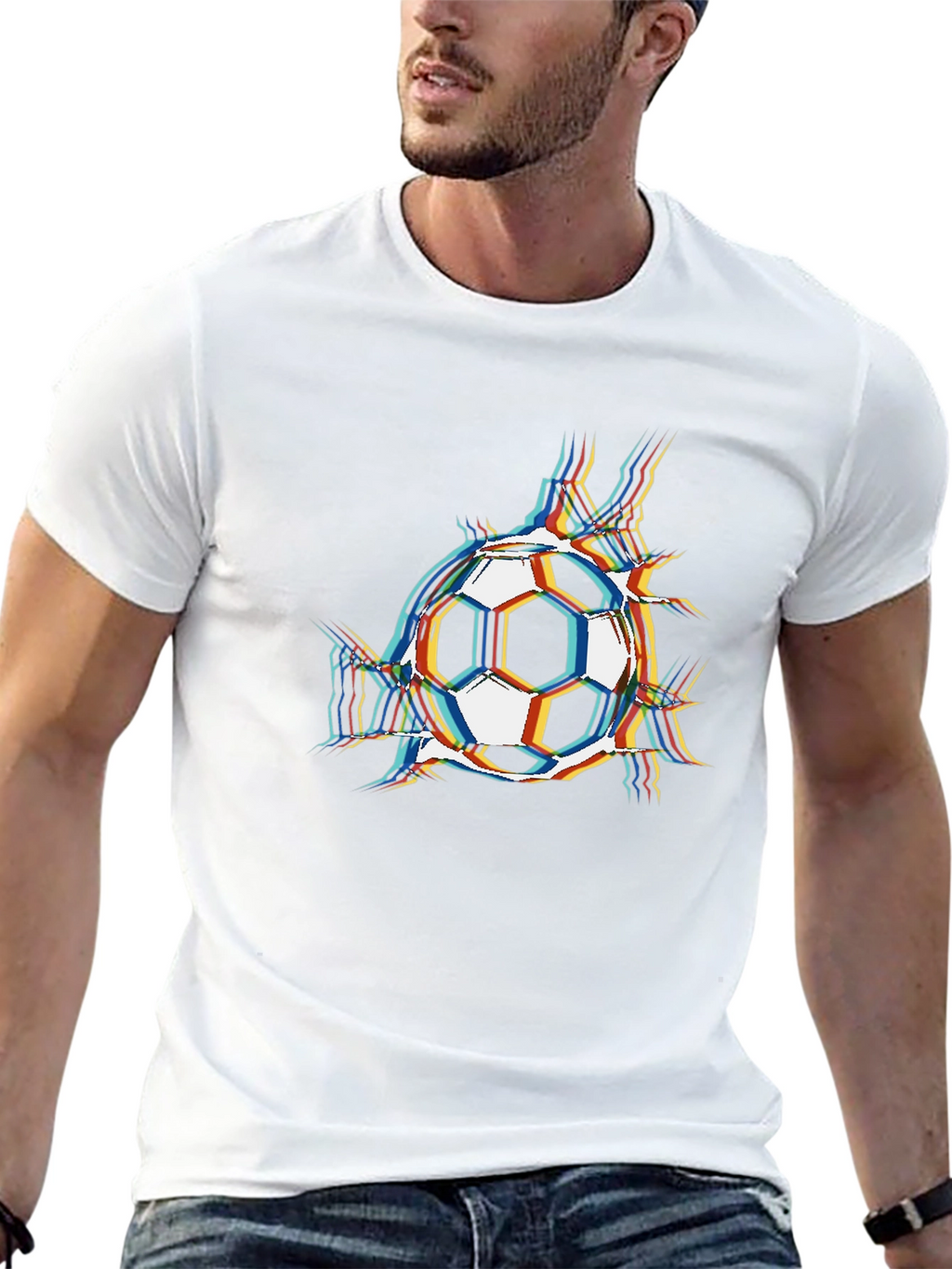 Soccer Ball Glitch Graphic T-Shirt